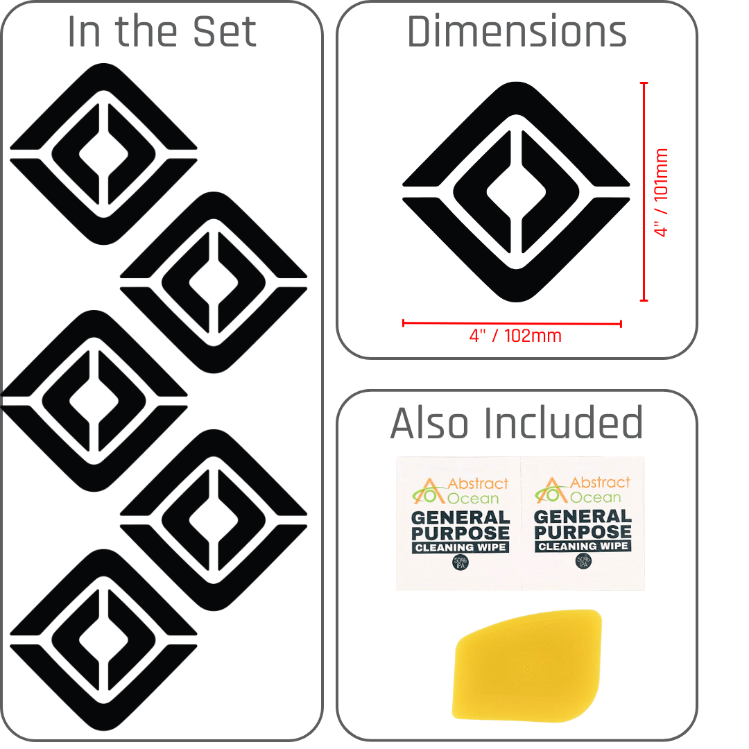 Compass Vinyl set of 5, satin black, 4x4"