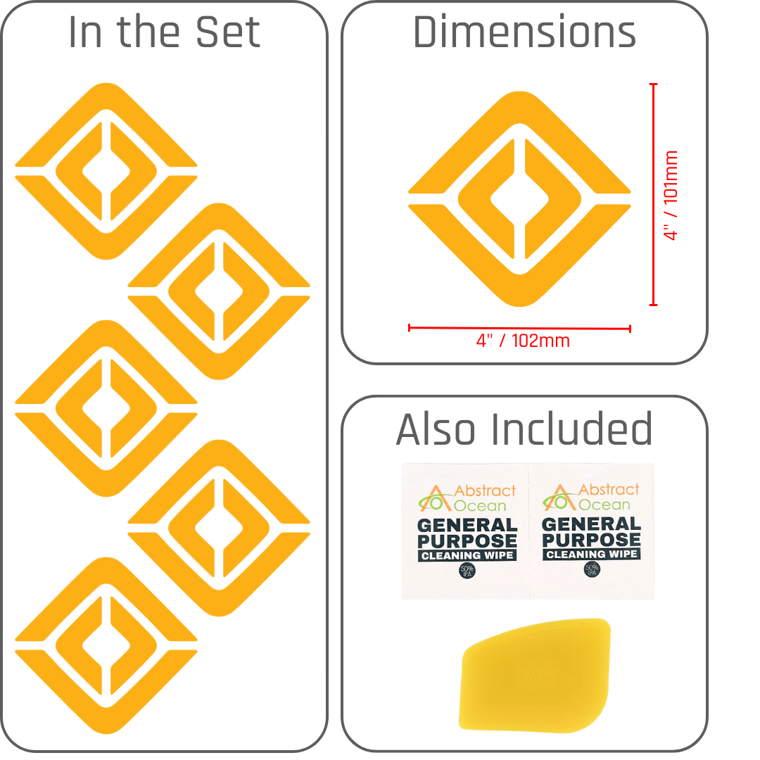 Compass Vinyl set of 5, yellow, 4x4"