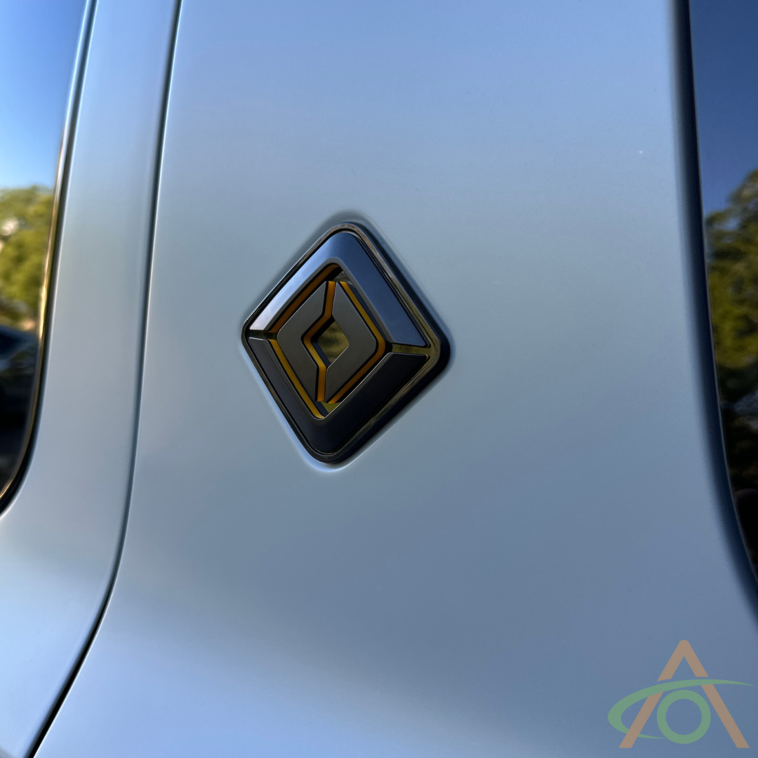 C-Pillar Black & Yellow Rivian Emblem on an R1S