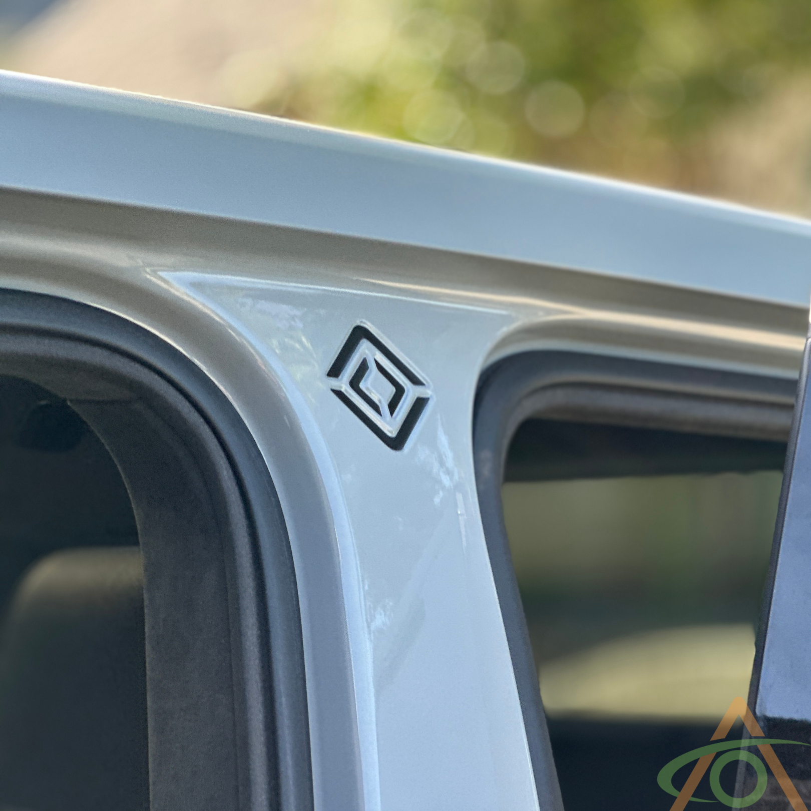 Satin Black vinyl insert for B-Pillar Rivian logo