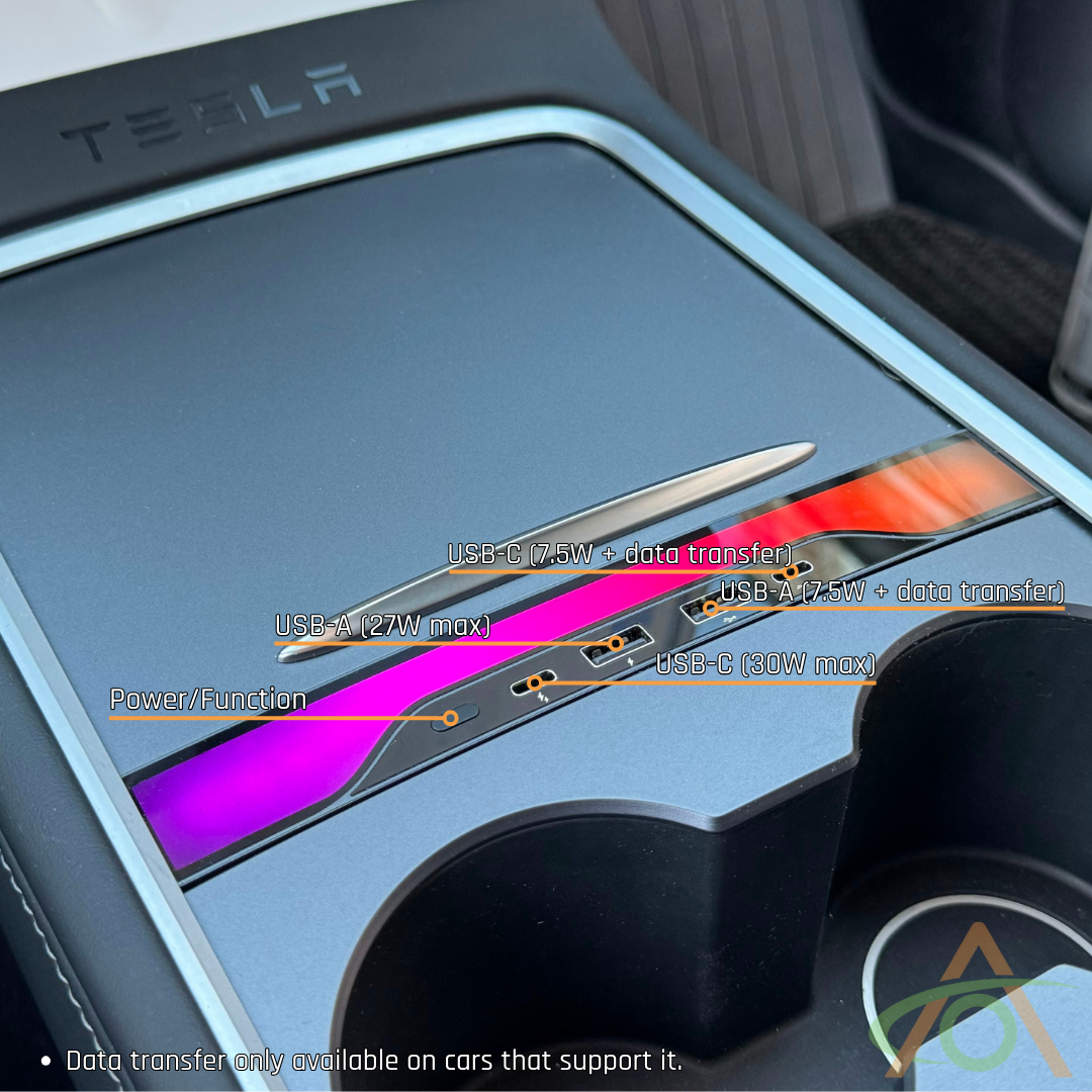 Specs for Animated Center Console USB Hub for Tesla Model 3 & Y