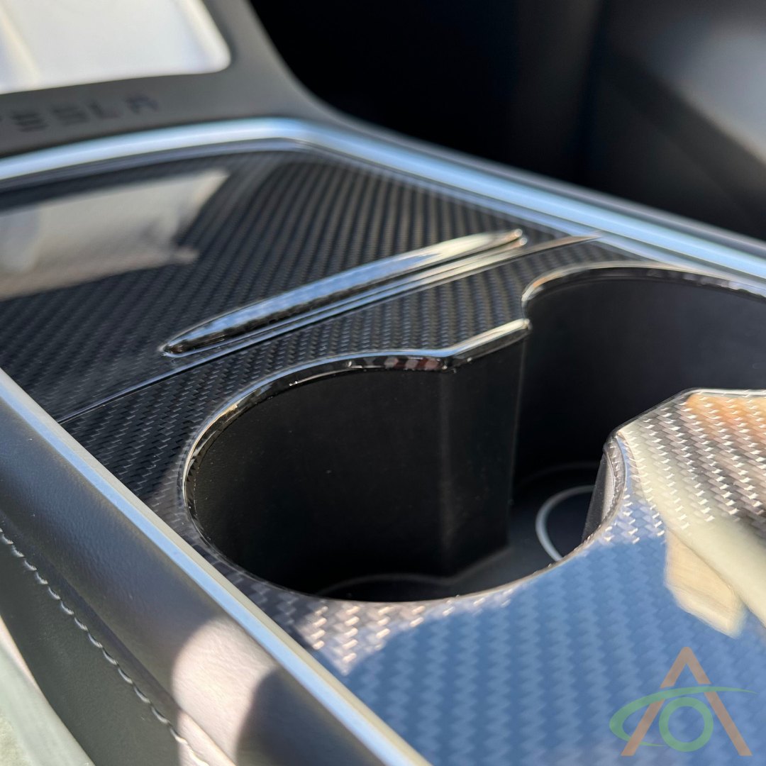Glossy Carbon Fiber Center Console Cover for Tesla model 3/Y