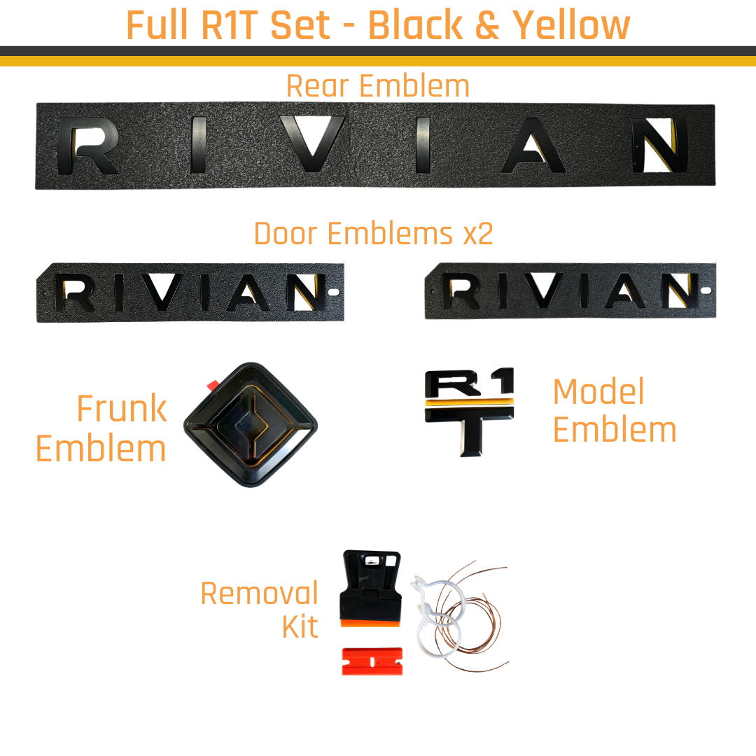 Rivian emblem set - Black with Yellow Accents
