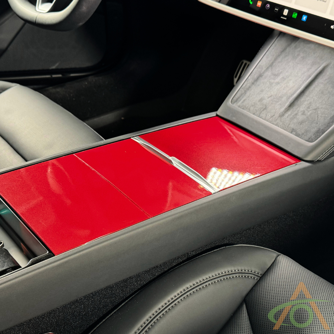Metallic Red Center Console Wrap for the Refreshed Tesla Model 3 
