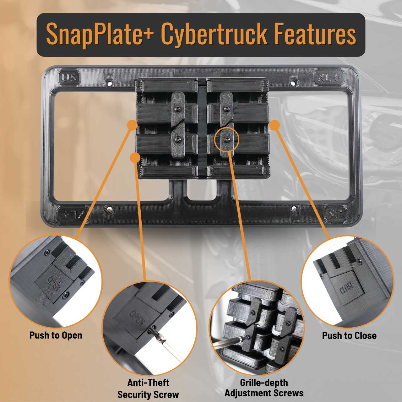 SnapPlate Front License Plate Holder for Cybertruck