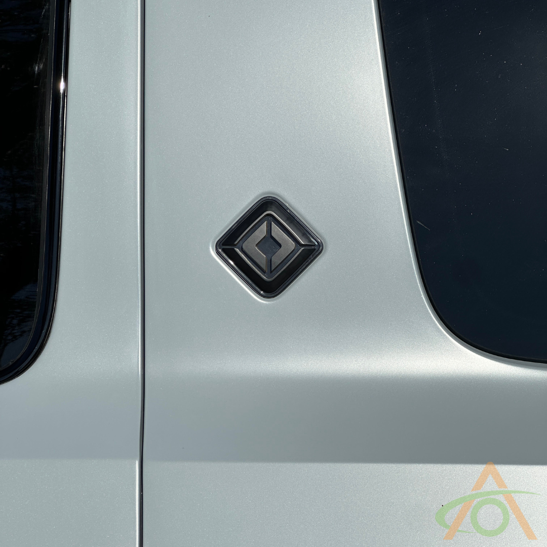 C-Pillar Black Rivian Emblem on an R1S