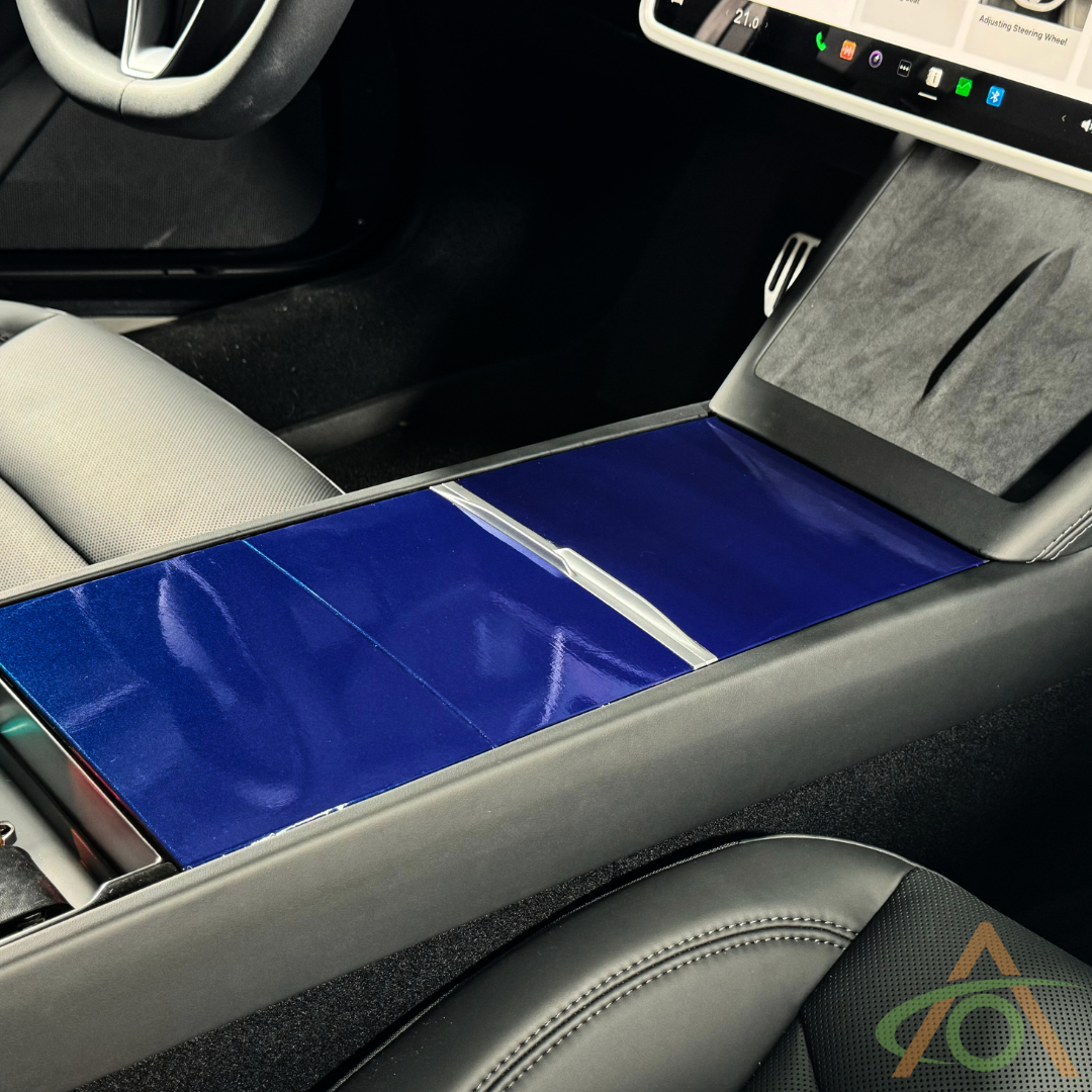 Metallic Blue Center Console Wrap for the Refreshed Tesla Model 3 