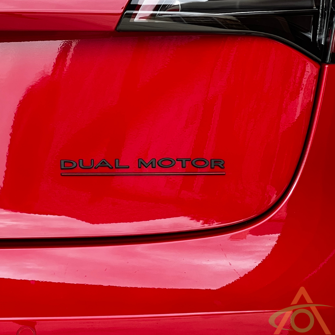 Matte Black Tesla Dual Motor Emblem