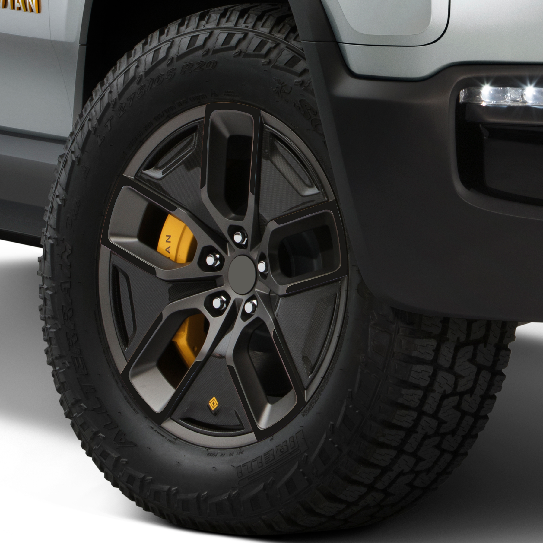 Satin black Spoke decals for the Rivian 20" Wheels