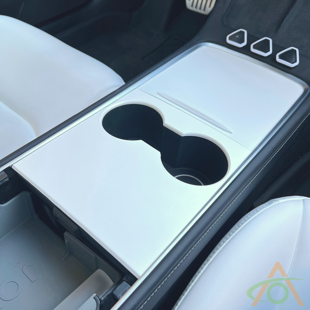 Satin White Center Console Cover for Tesla Model 3 & Y