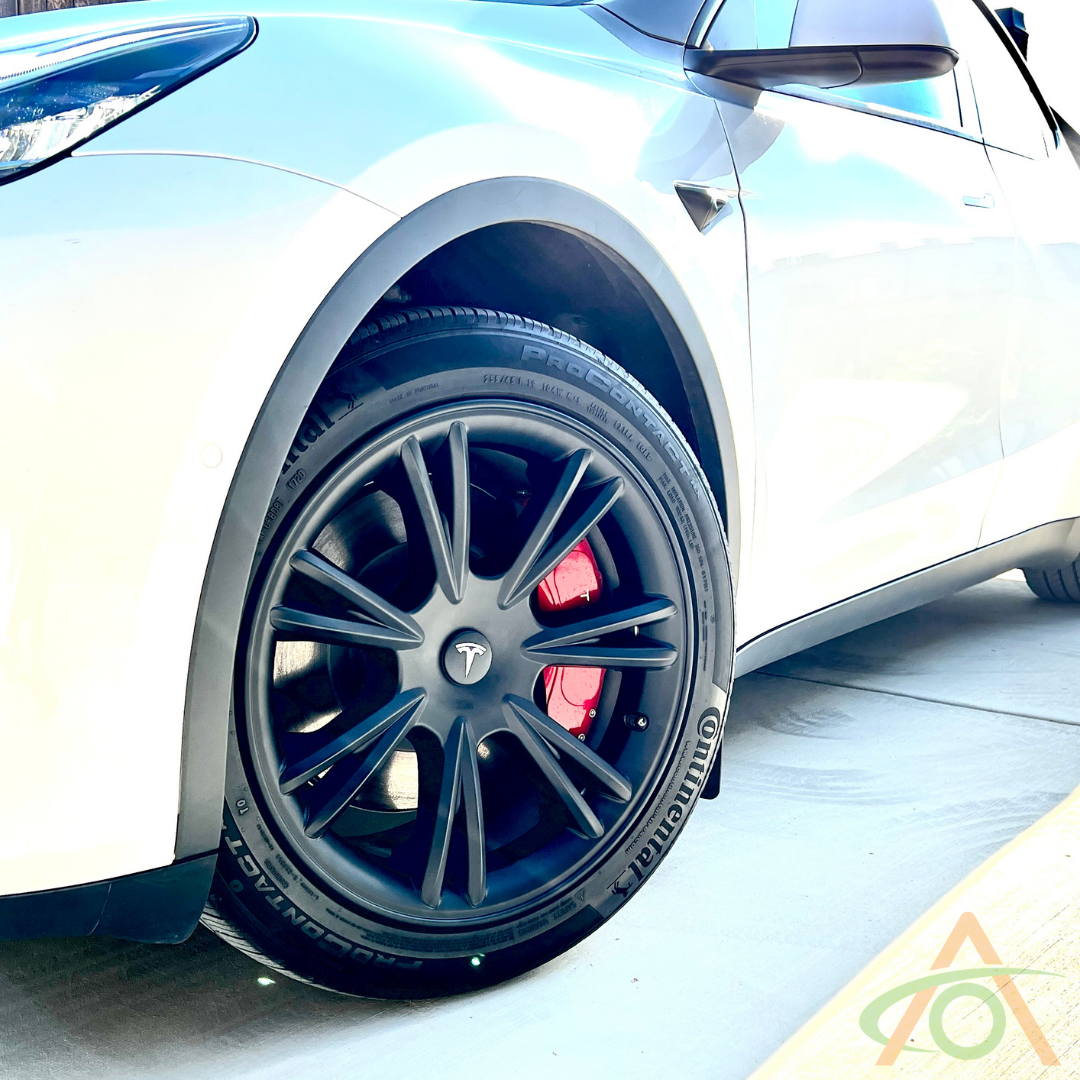 Satin black wheel covers for Tesla Model Y