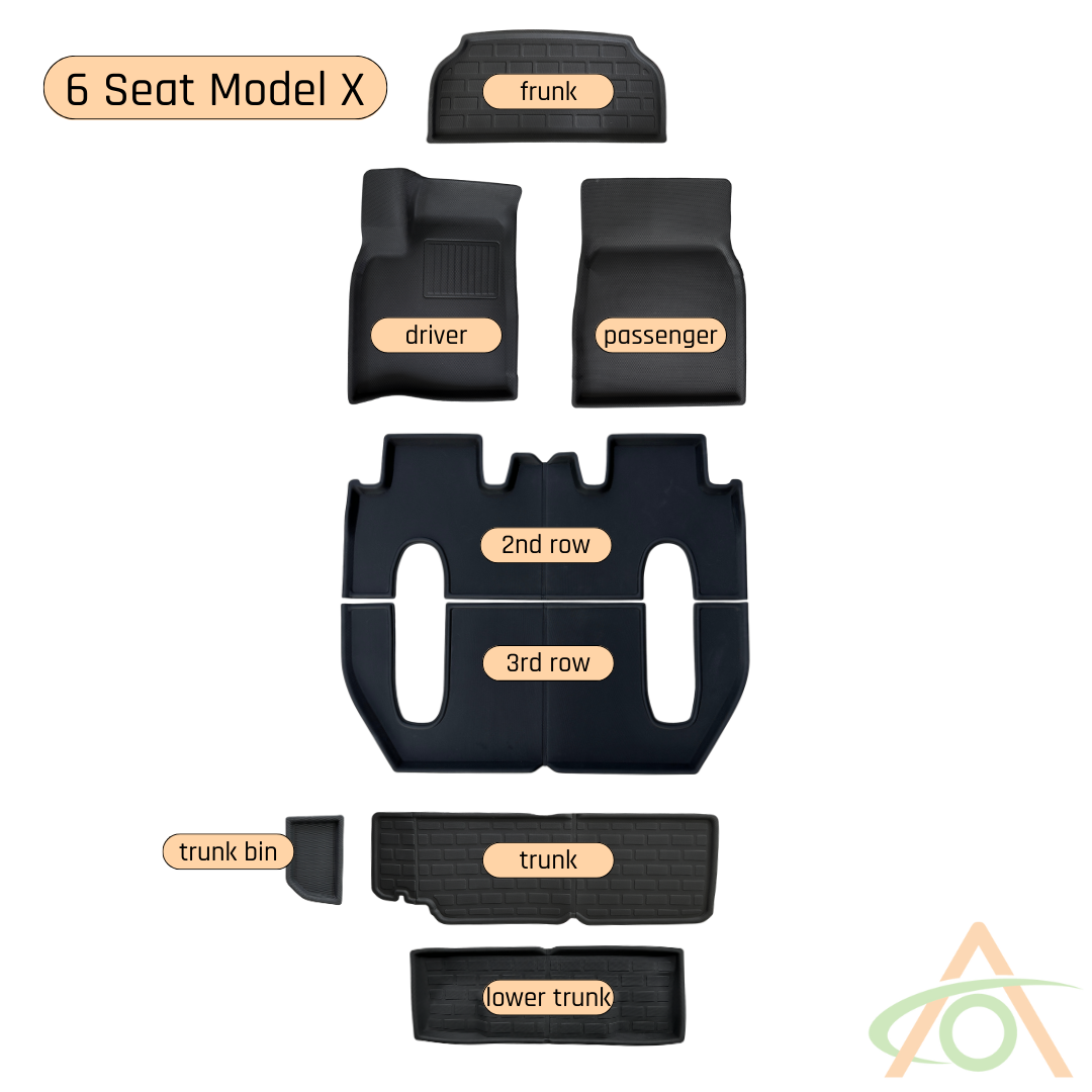 Floor mats for 6-seat refreshed Model X