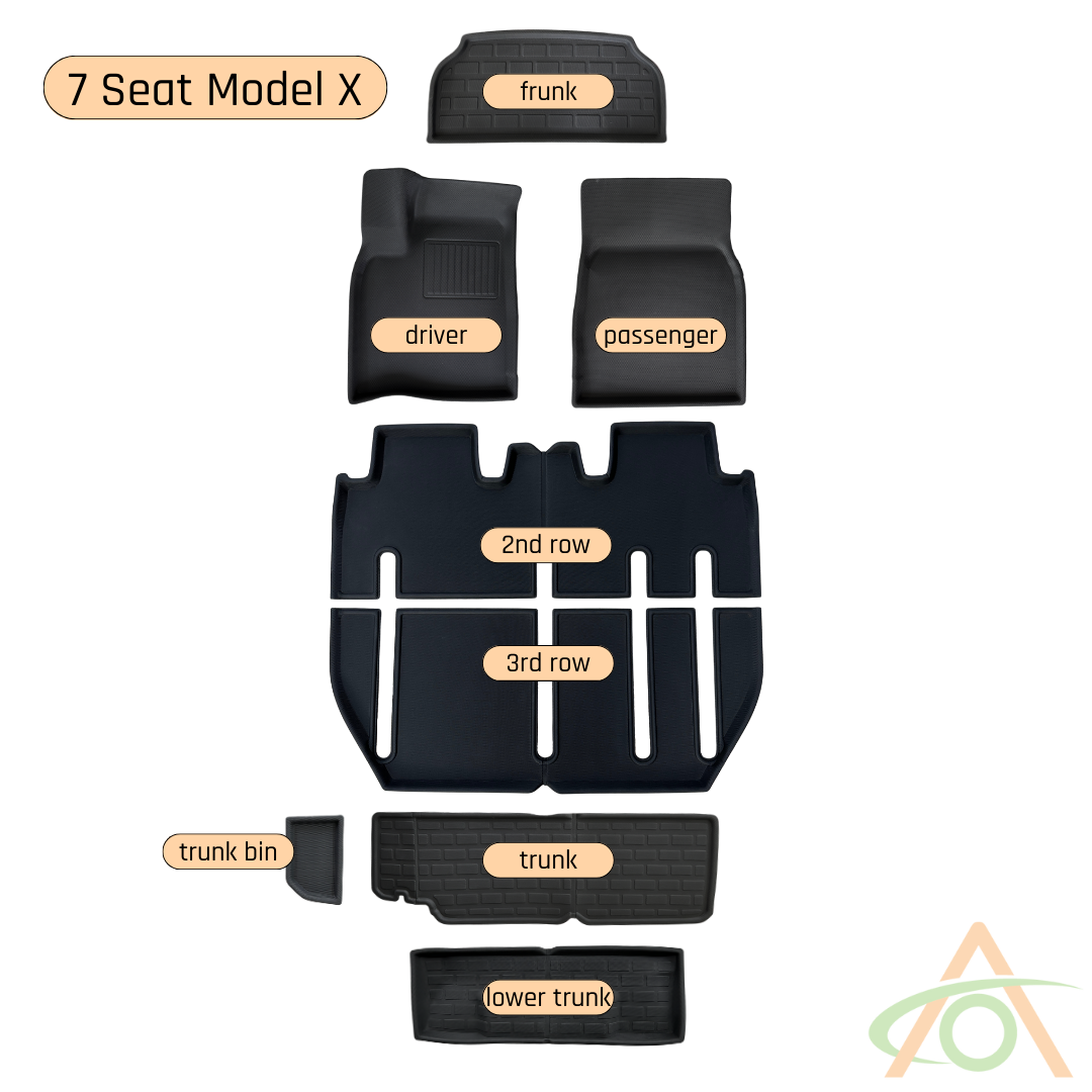 2022-2024 Tesla Model X Floor Mats Interior Liners (7 Seater) - PRE-OR