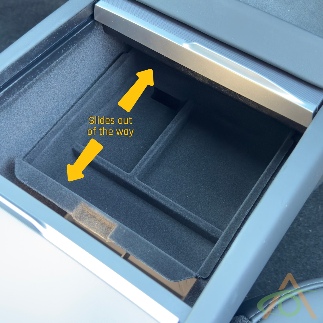 Console Rear Lower Tray Flocked Center Console Trays for Refreshed Model 3 & Y