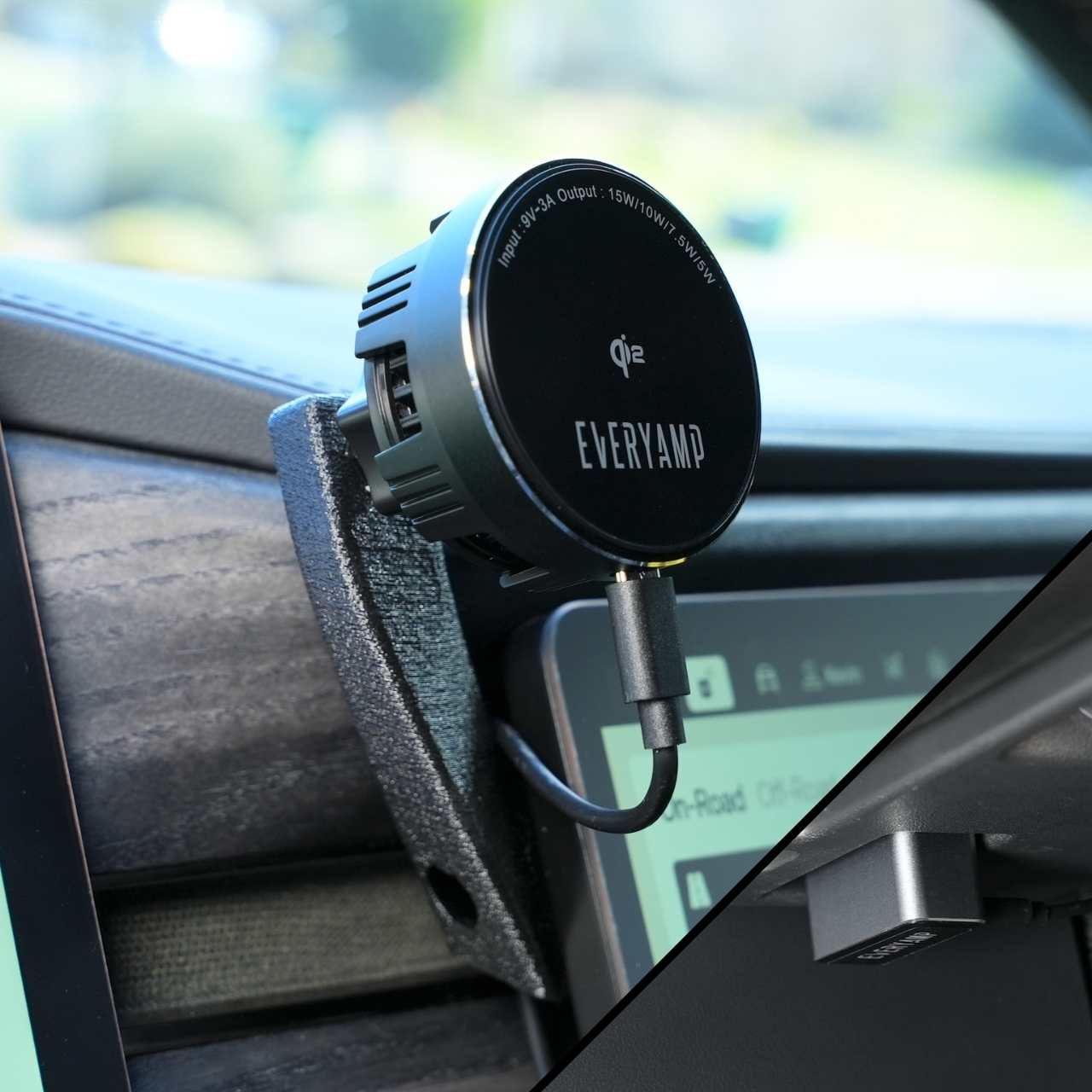 Qi2 Charging Phone Mount for Rivian R1T & R1S with OBD connector