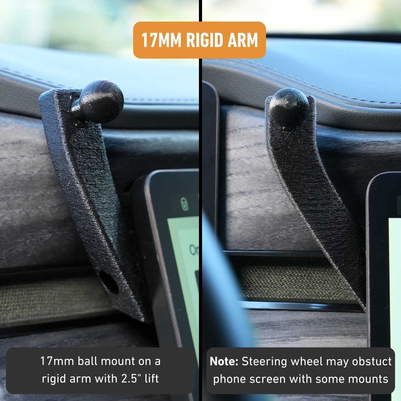 17mm ball mount on rigid arm