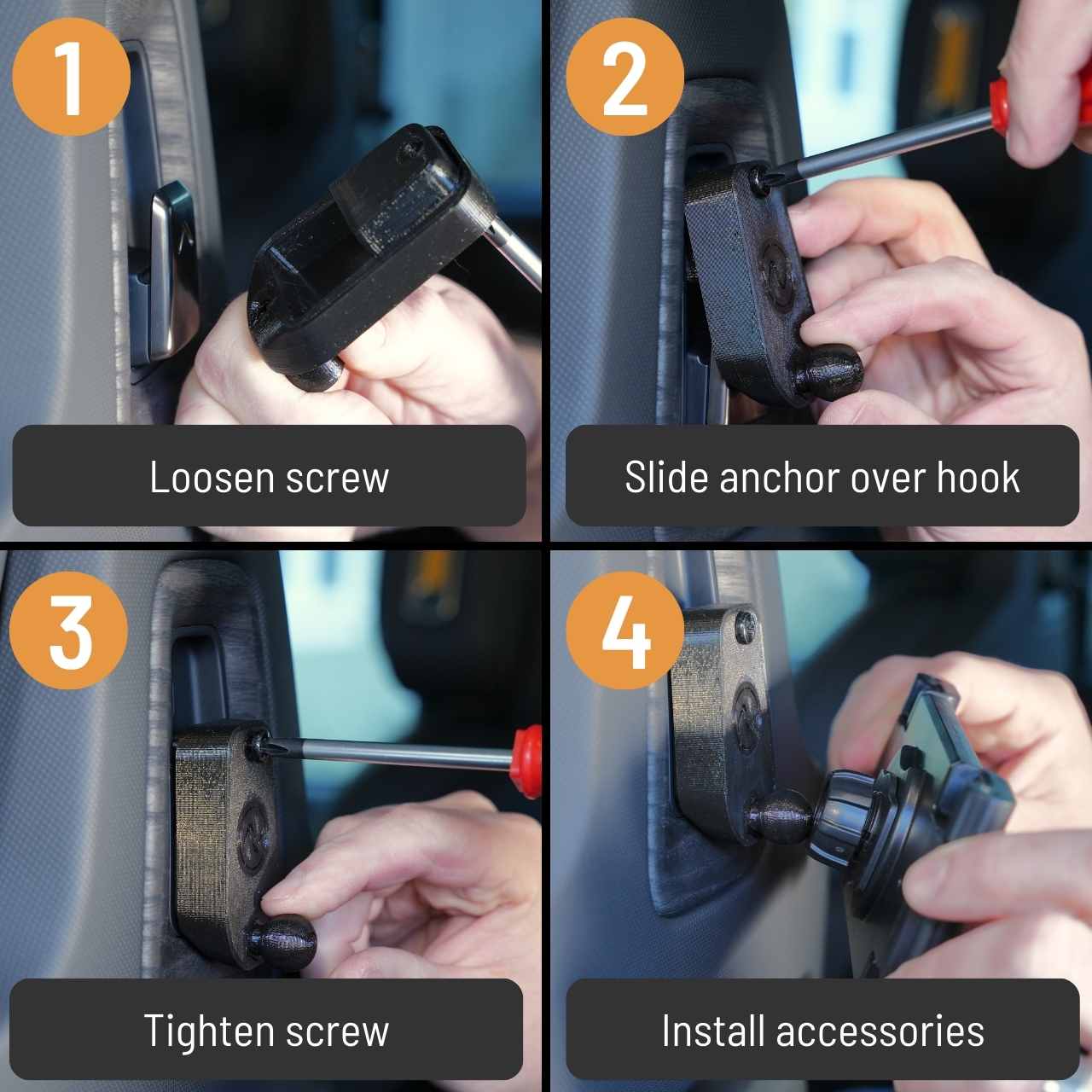 Back Seat Tablet/Phone Mount Anchor for Rivian R1T and R1S