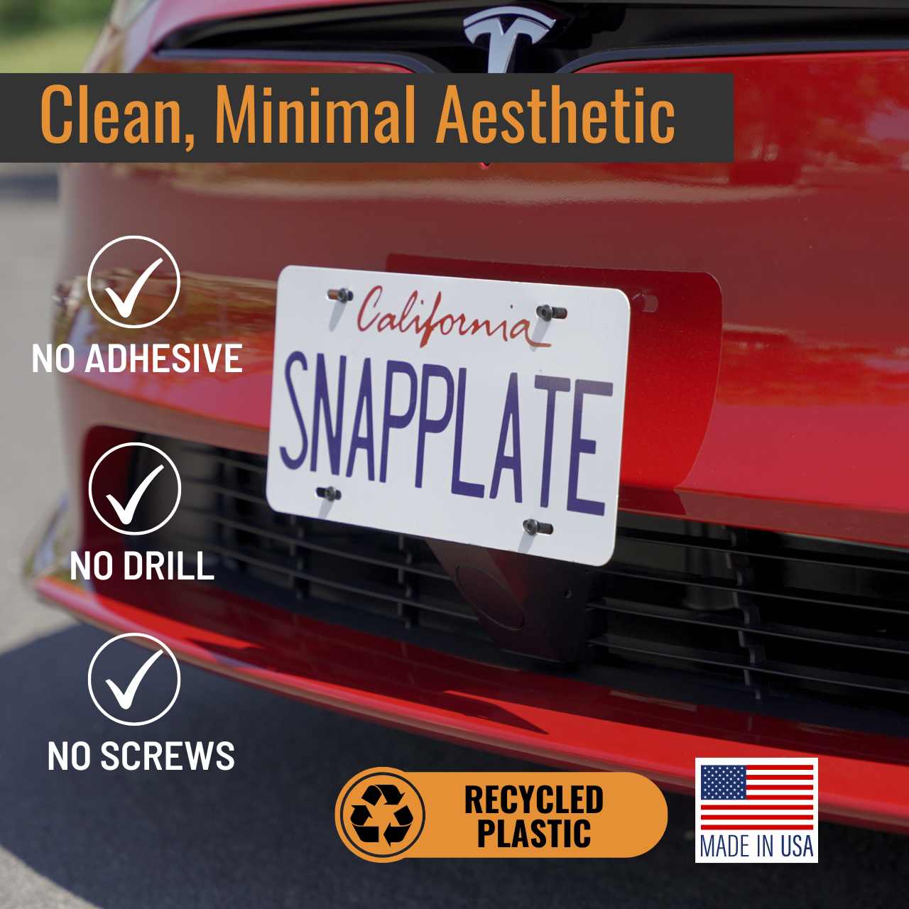 SnapPlate Front License Plate Holder for Tesla Model S