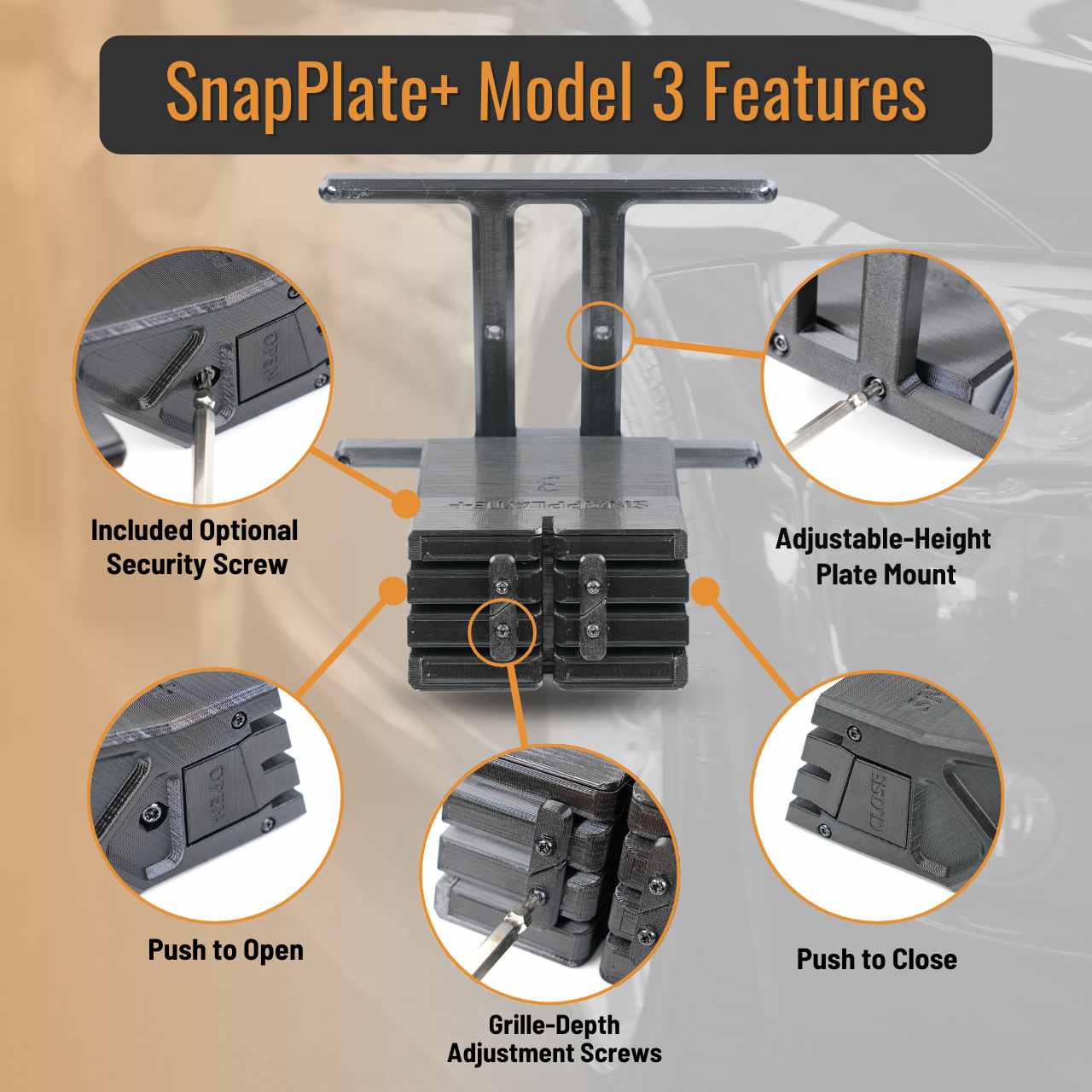 SnapPlate Front License Plate Holder for Tesla Model 3