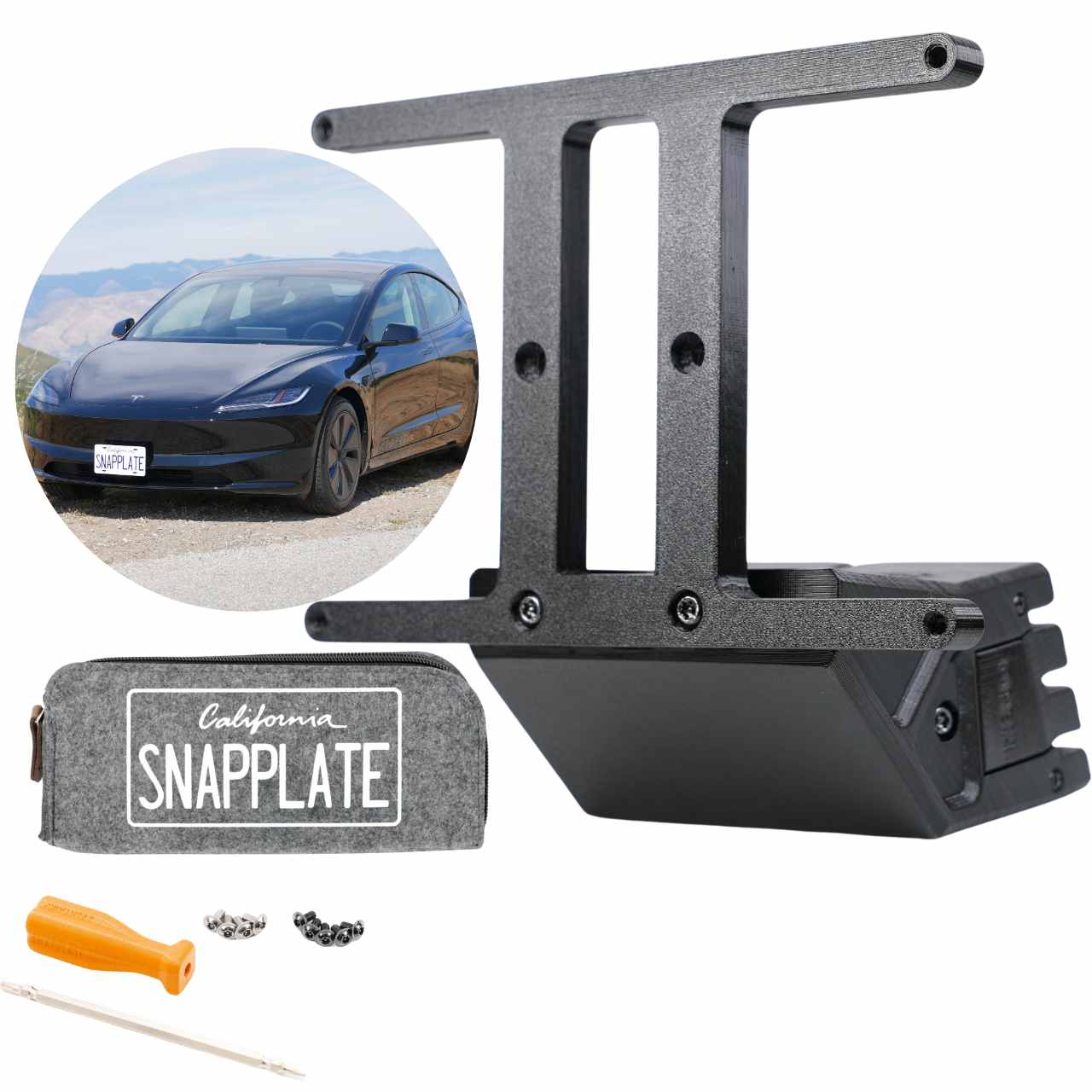 SnapPlate Front License Plate Holder for Tesla Model 3