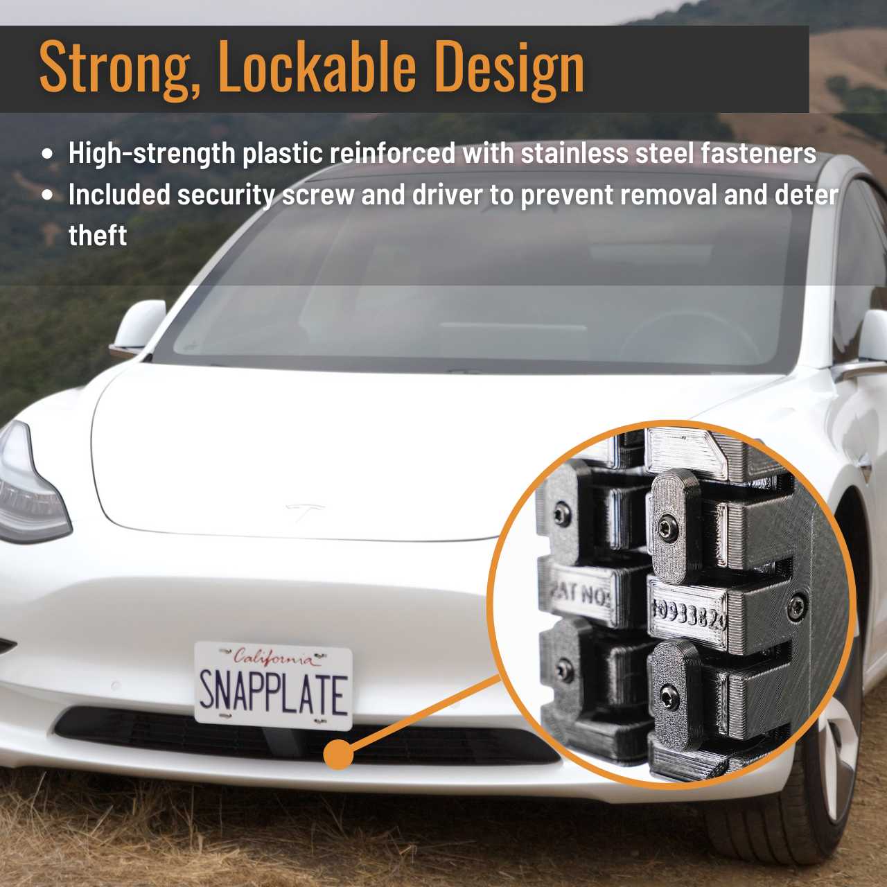 SnapPlate Front License Plate Holder for Tesla Model 3