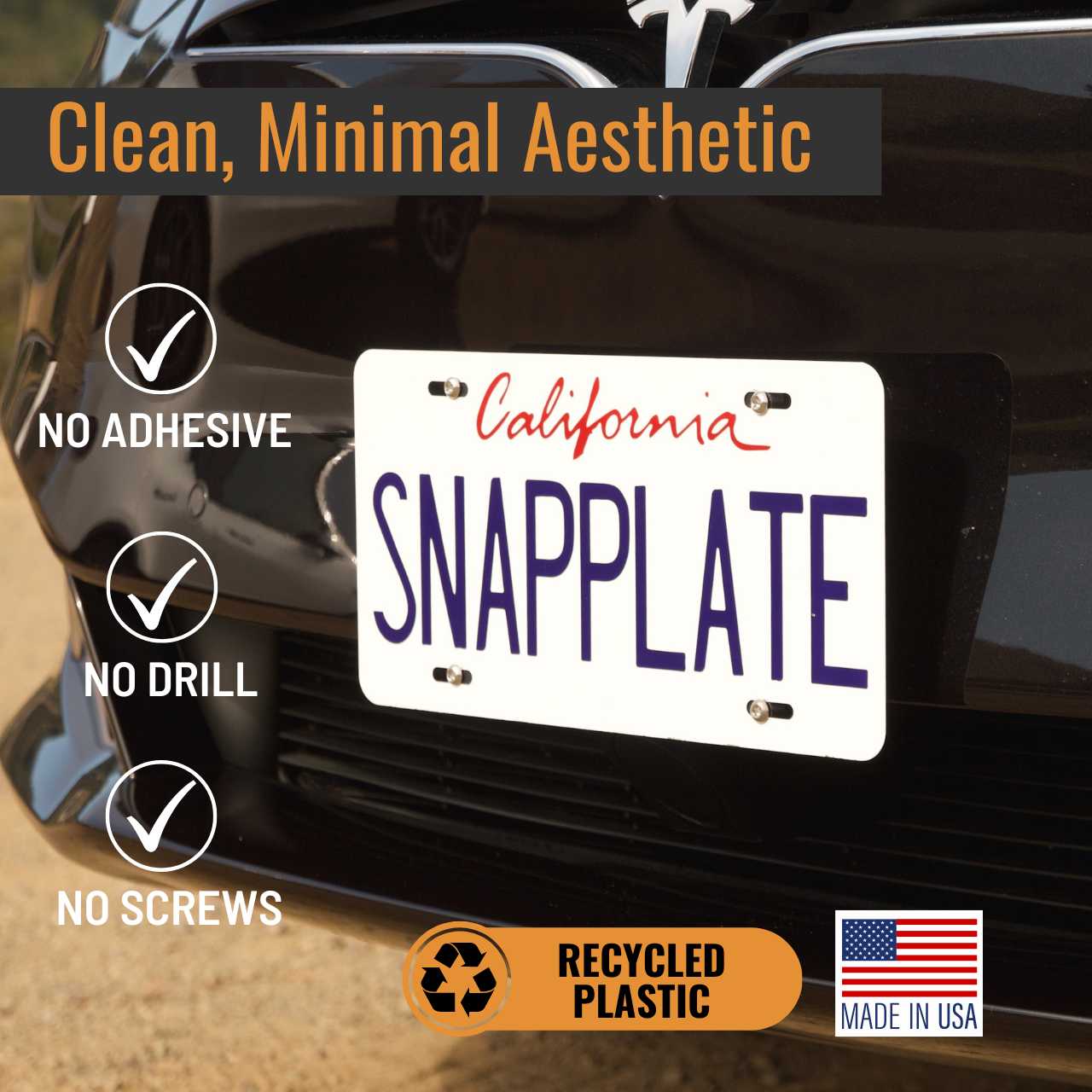 SnapPlate Front License Plate Holder for Tesla Model S