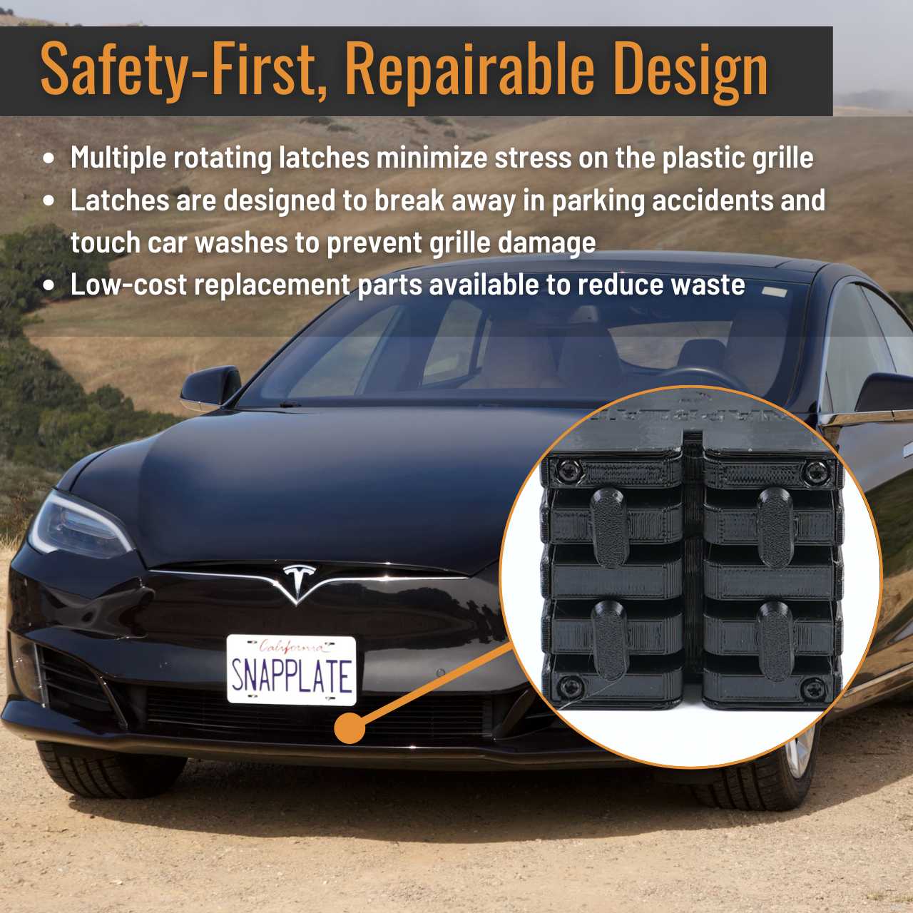 SnapPlate Front License Plate Holder for Tesla Model S