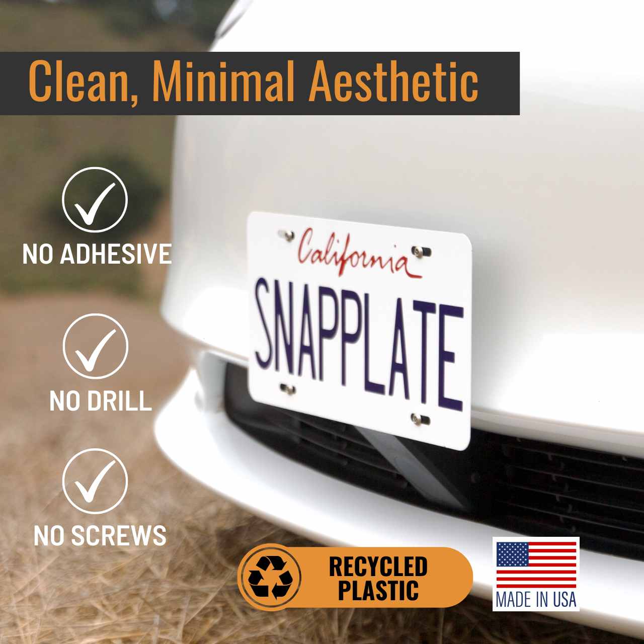 SnapPlate Front License Plate Holder for Tesla Model 3