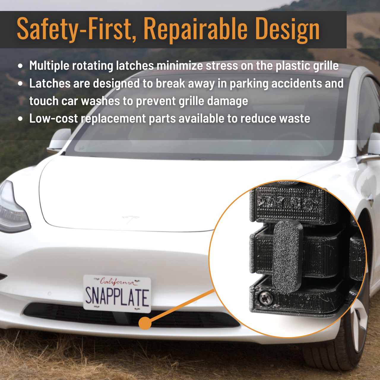SnapPlate Front License Plate Holder for Tesla Model 3