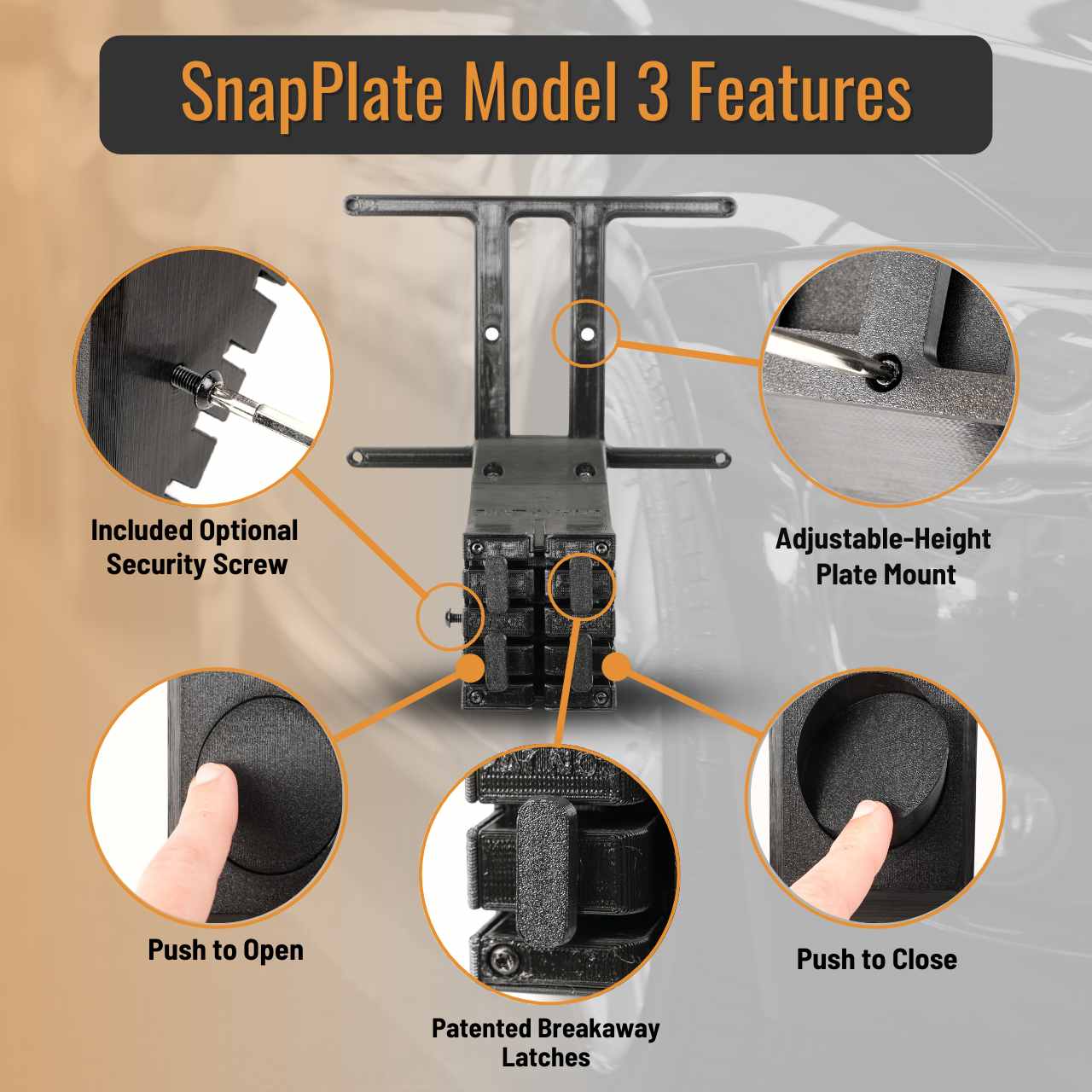 SnapPlate Front License Plate Holder for Tesla Model 3