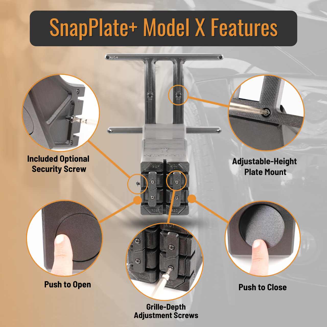 SnapPlate Front License Plate Holder for Tesla Model X