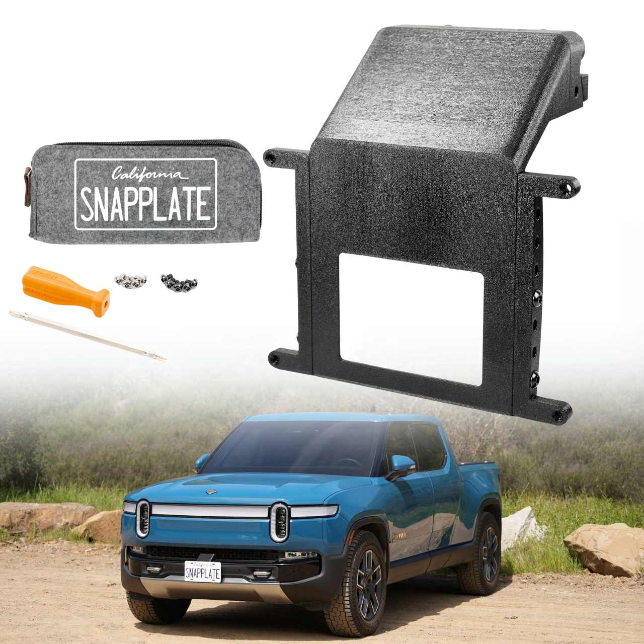 SnapPlate Front License Plate Mount for Rivian R1T & R1S