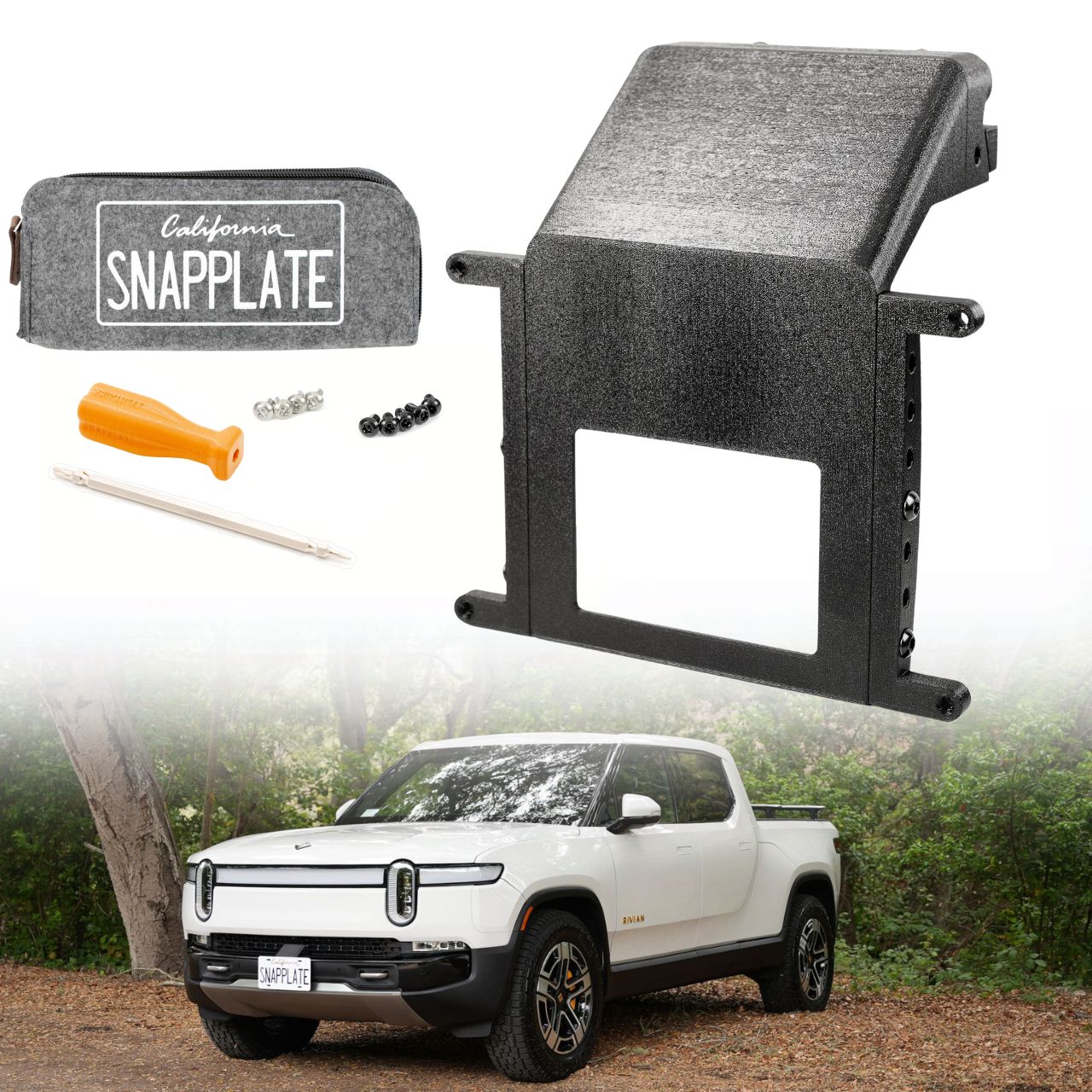 SnapPlate Front License Plate Mount for Rivian R1T & R1S