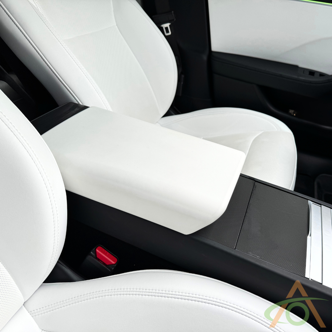 White Protective Armrest Cover For Tesla Refreshed Model 3