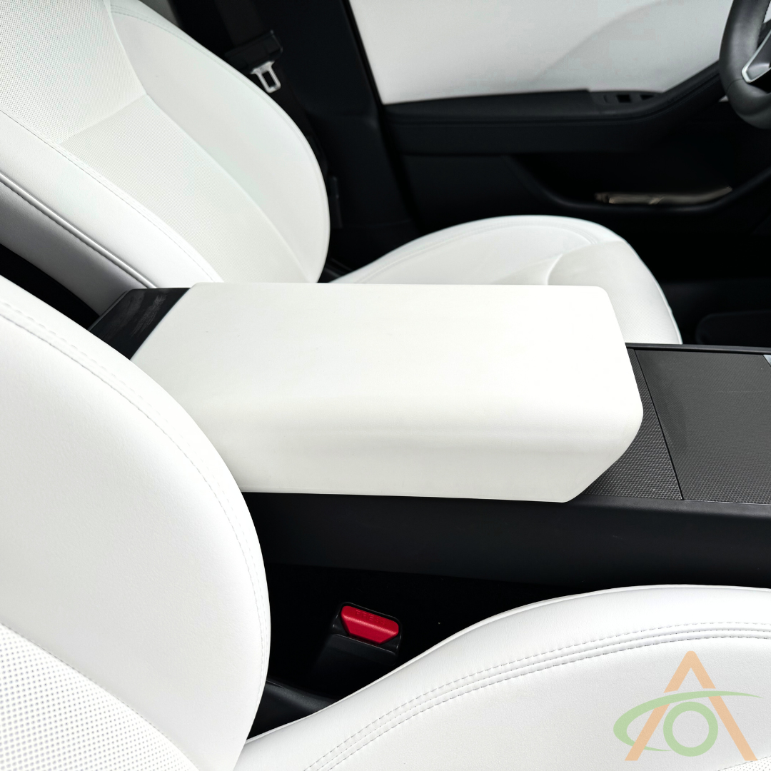 White Protective Armrest Cover For Tesla Refreshed Model 3