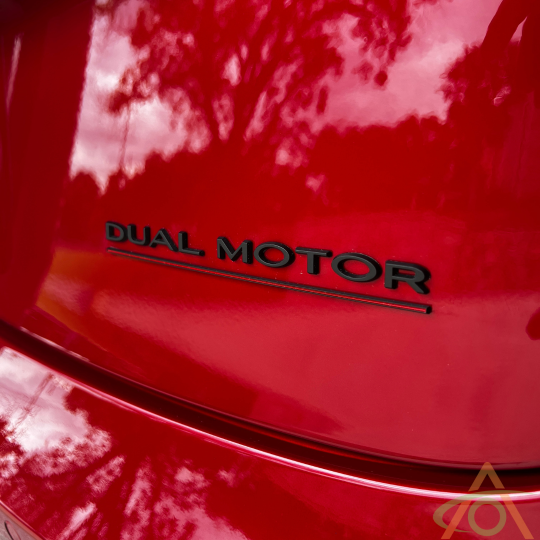 Motor Emblem Matte Black Tesla Dual Motor Emblem
