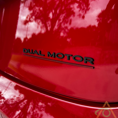 Matte Black Tesla Dual Motor Emblem