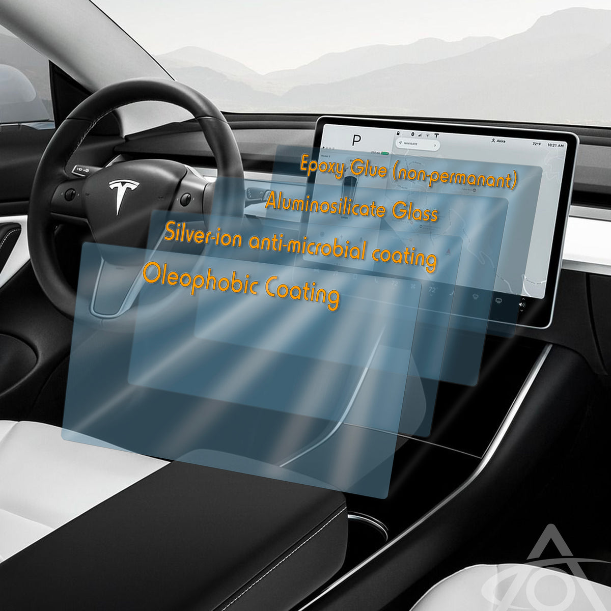 Tesla Model S & X Ultra-Premium Glass (9H) Anti-scratch Screen