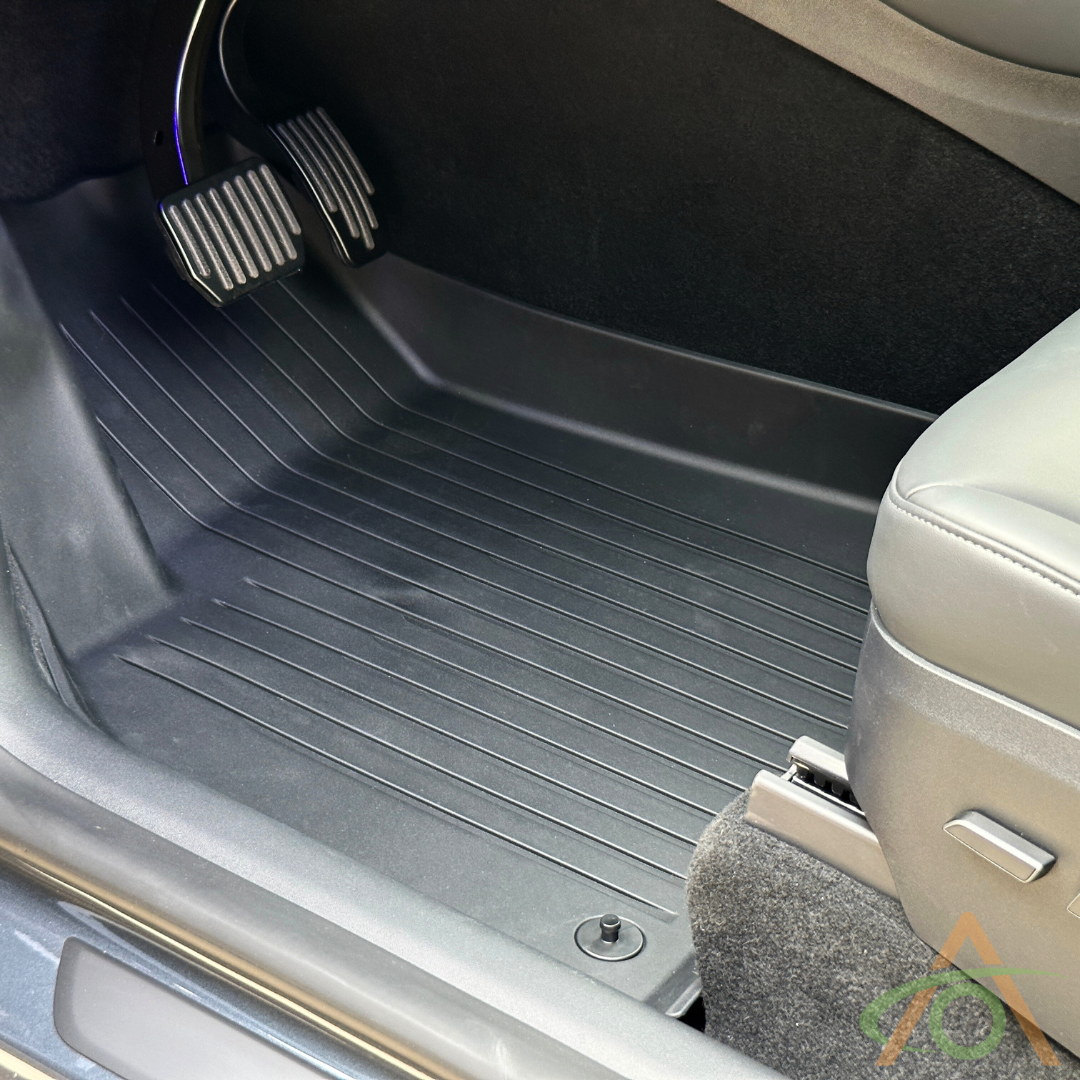 Ultraluxe Drivers Floor Mat for Tesla Model Y (shown with carpet pad removed)