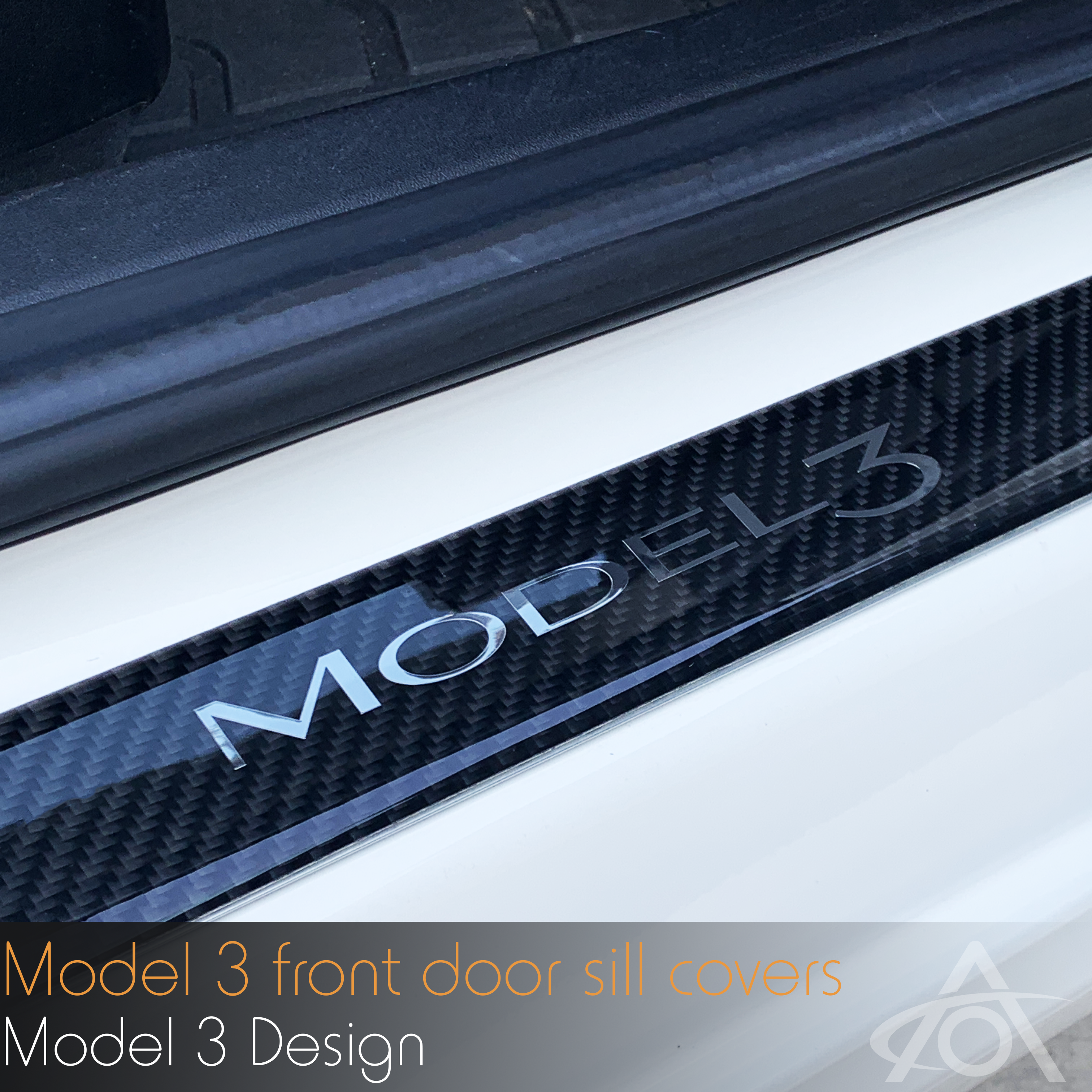 EVBASE Tesla Door Sill Protector Model 3 Y Carbon Fiber Texture