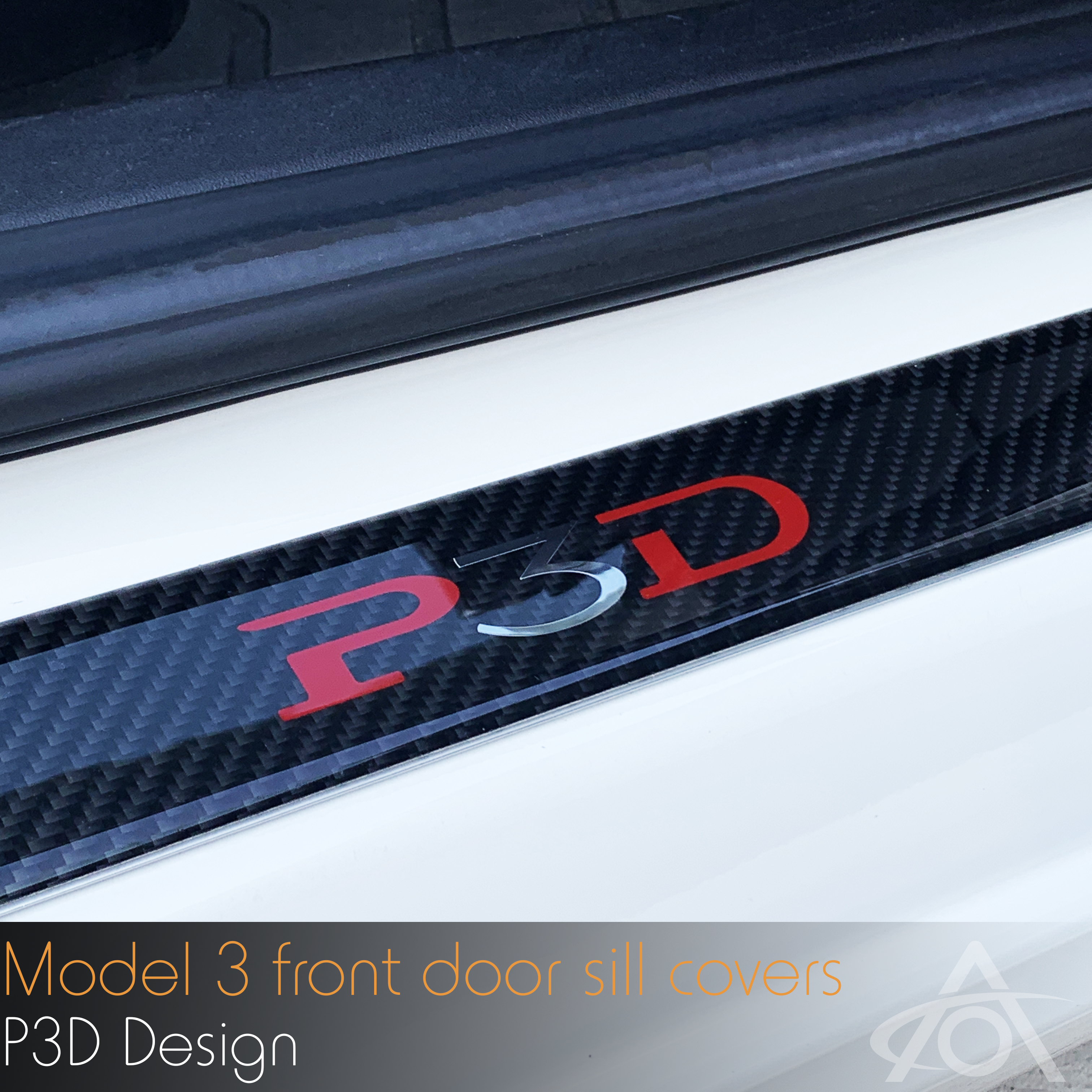 Model 3 Carbon Fiber Door Sill Covers - P3D