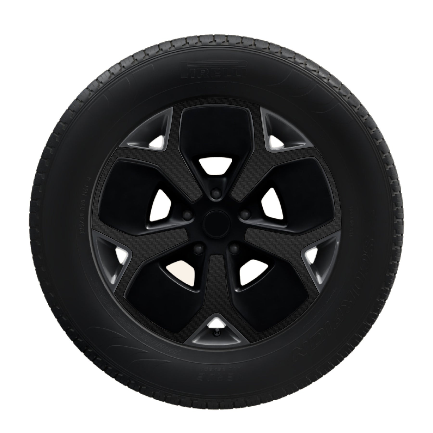 Black Carbon Fiber Vinyl Spoke Decals for Rivian 21" Road Wheels