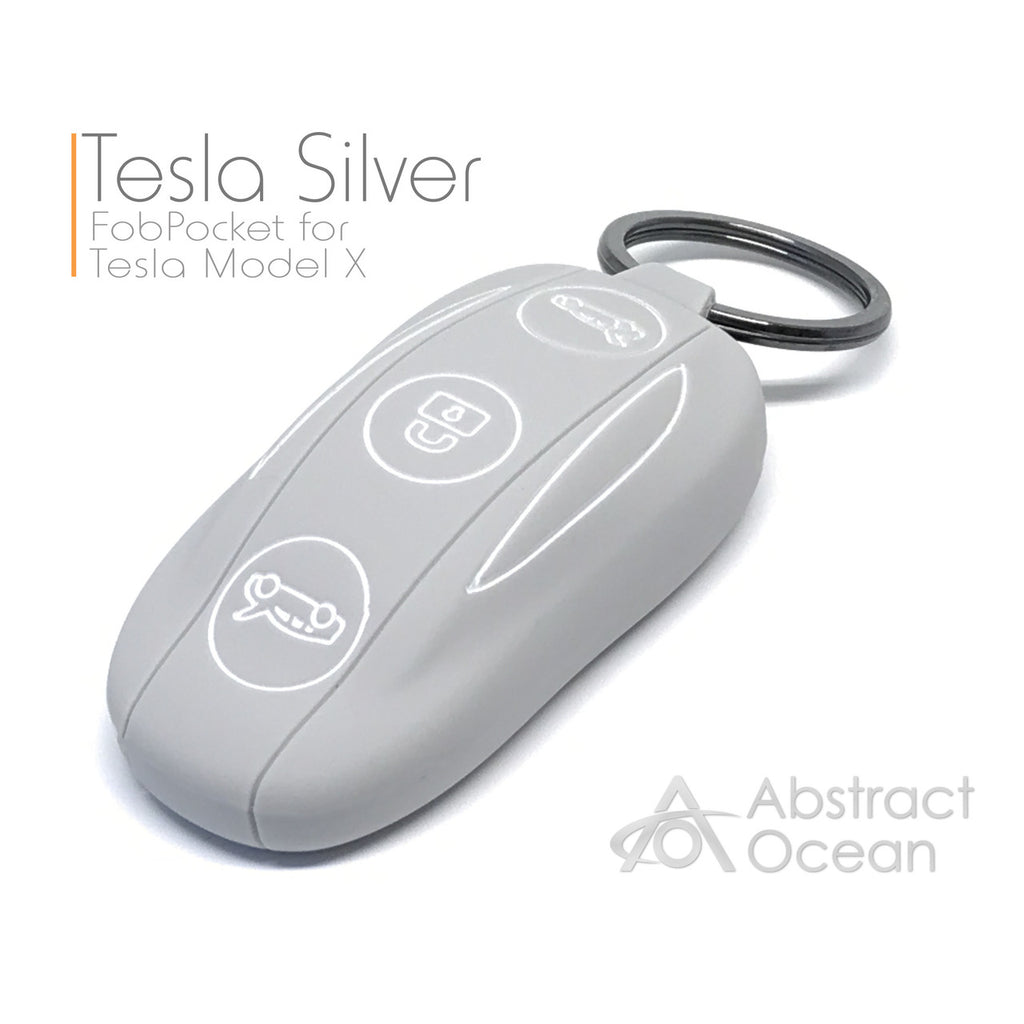 Premium Rugged Silicone FobPocket (Tesla Model S, Y & 3) White/Grey