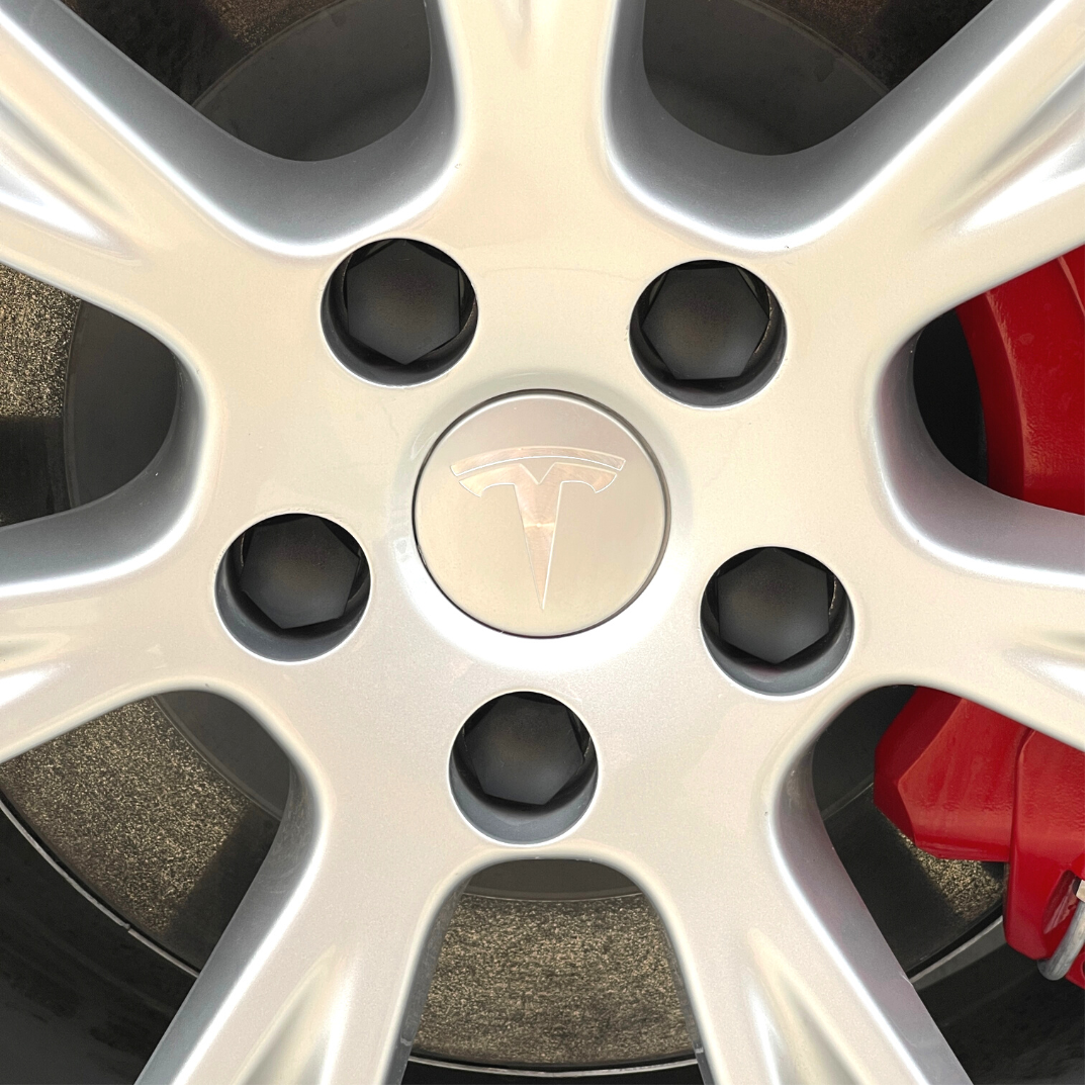 Tesla Model 3 Y S X Wheel Cap Kit 4 Hub Center Cap + 20 Lug Nut Cover  (Silver) - Topfit