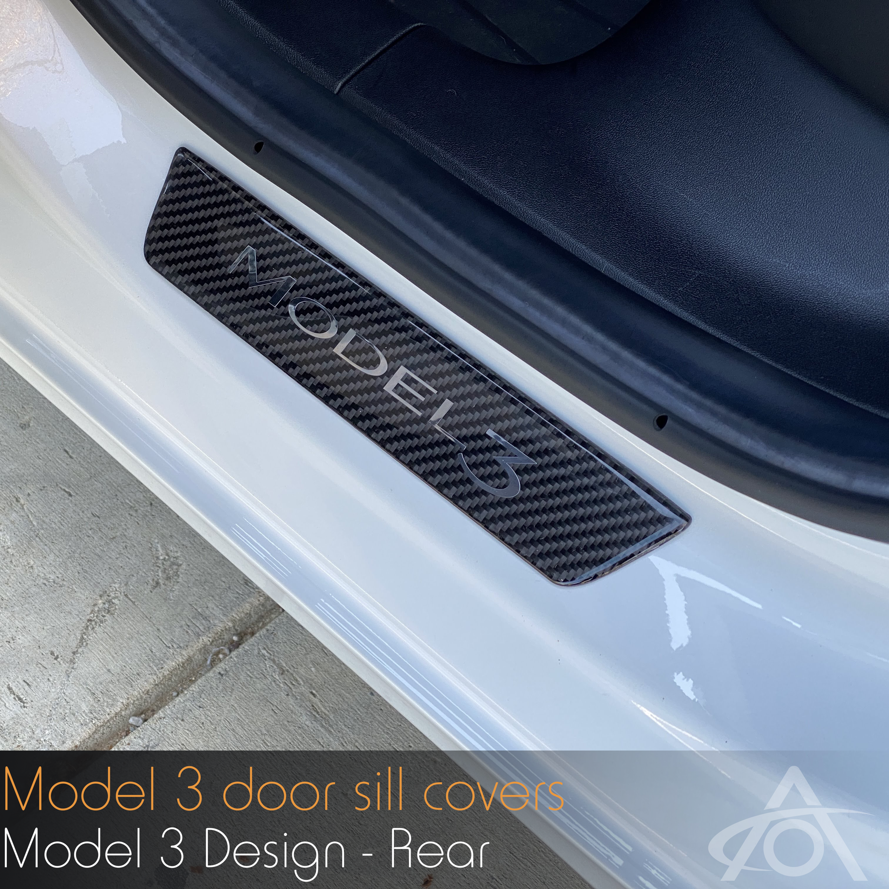 Model 3 Carbon Fiber Door Sill Covers - Rear