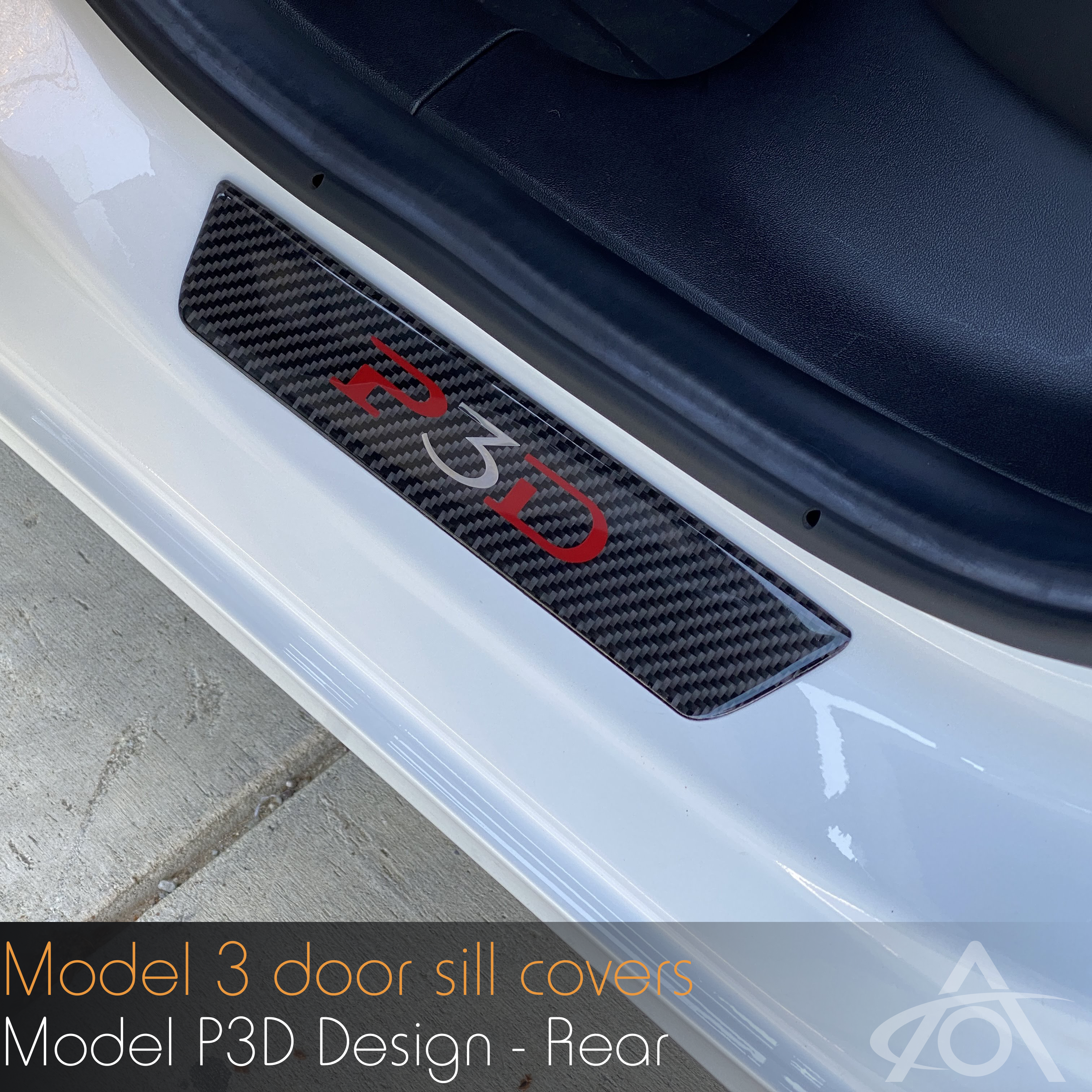 Model 3 Carbon Fiber Door Sill Covers - P3D