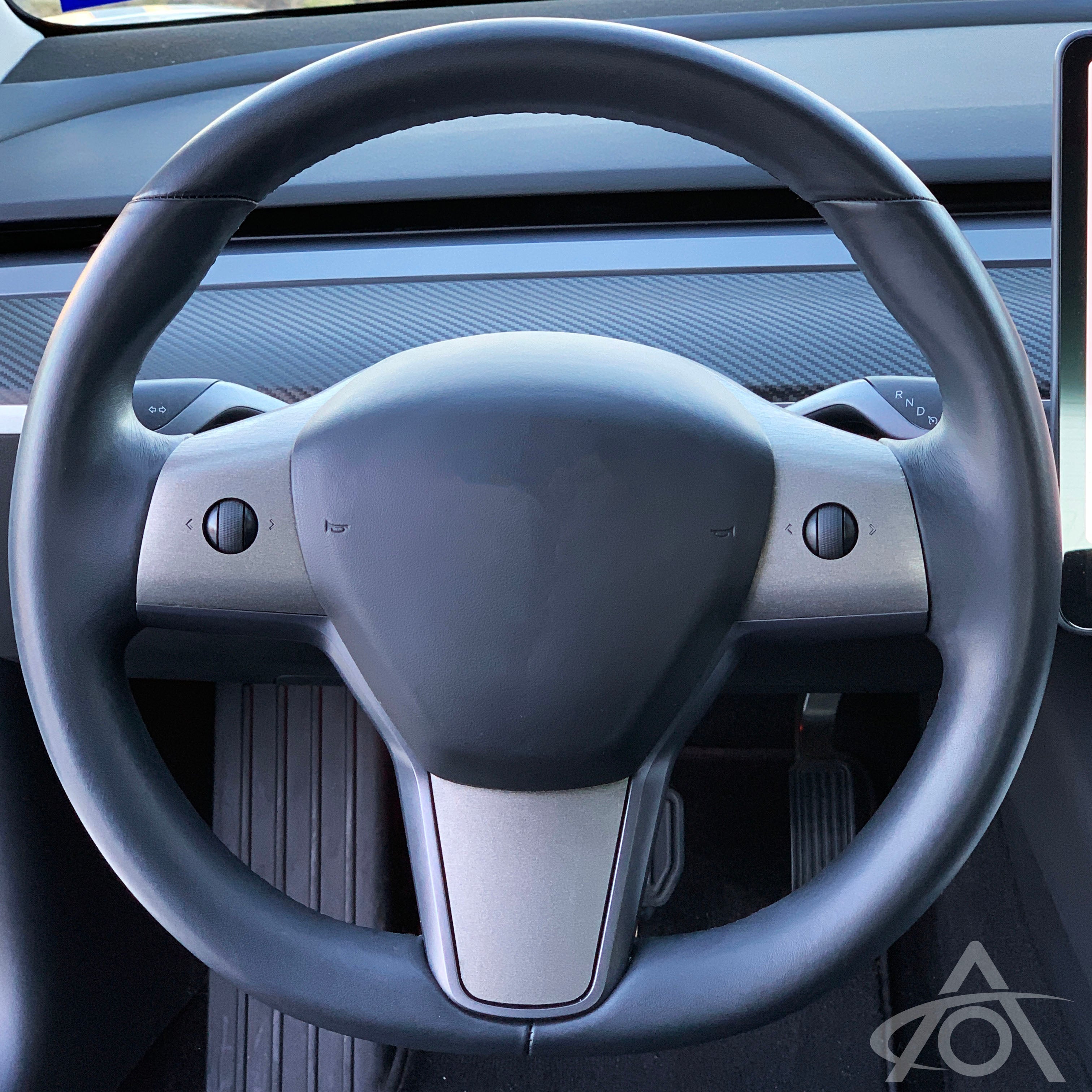 Brushed Titanium Steering Wrap for Tesla Model 3 & Y Steering Wheel