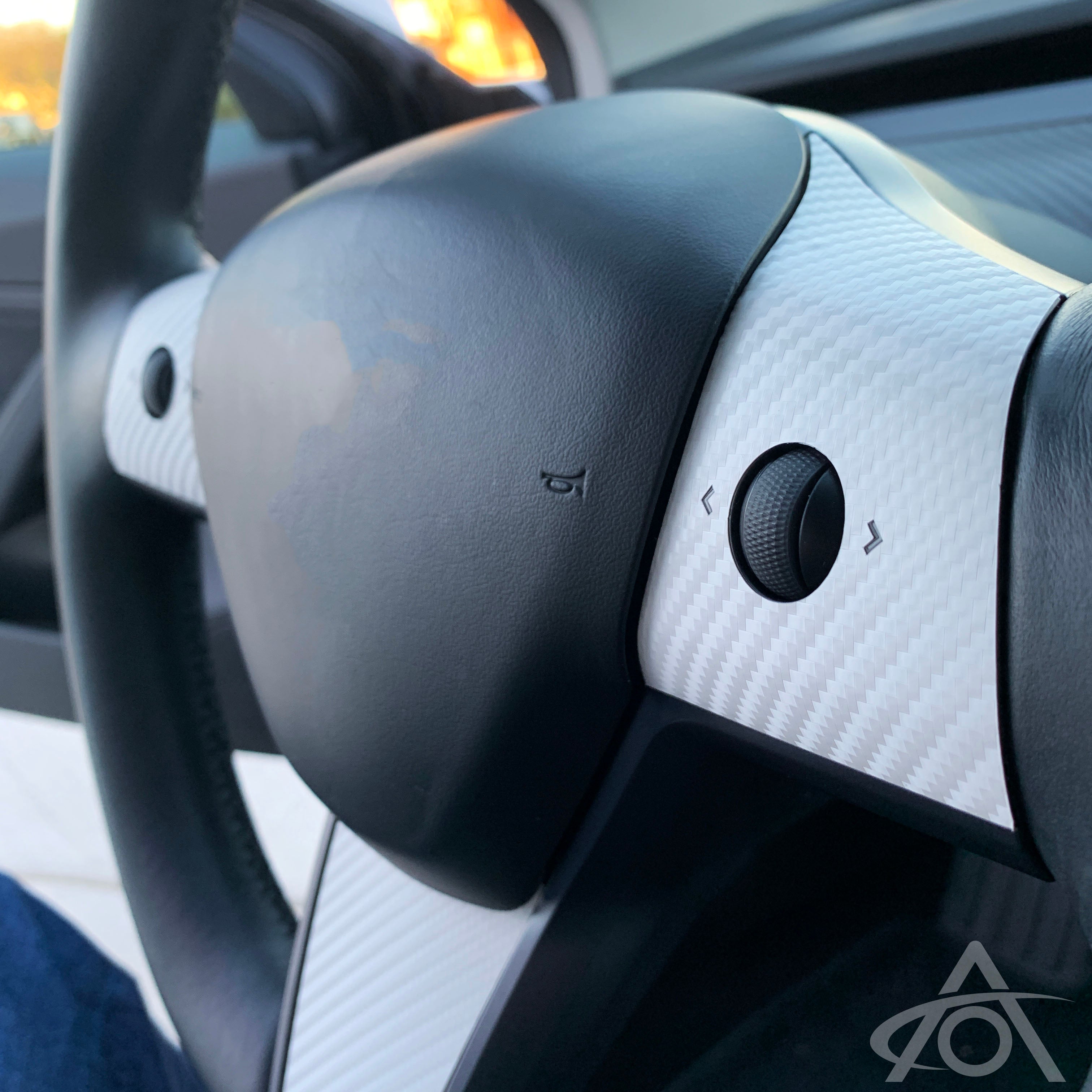 White Carbon Fiber Steering Wrap for Tesla Model 3 & Y Steering Wheel