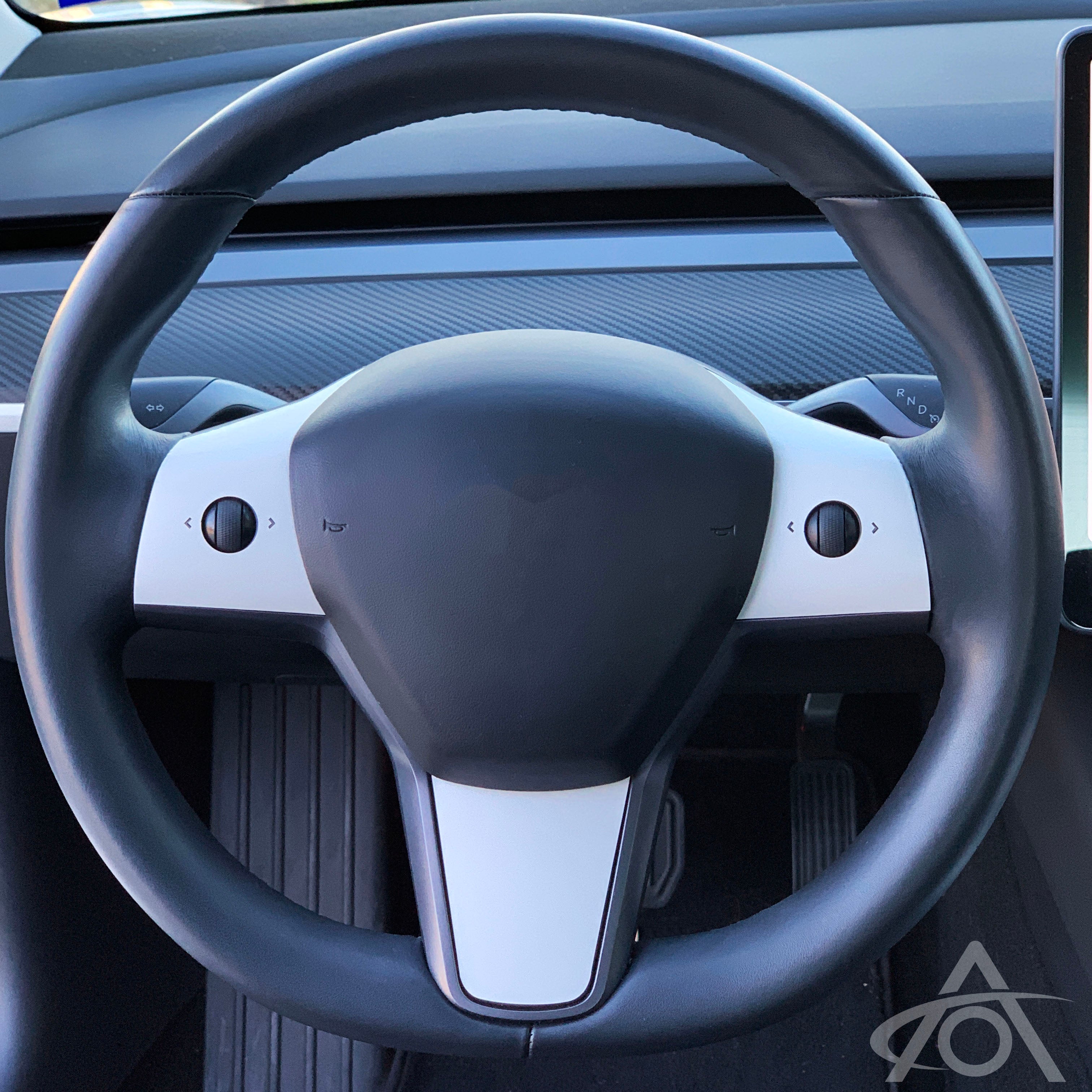 Satin White Steering Wrap for Tesla Model 3 & Y Steering Wheel