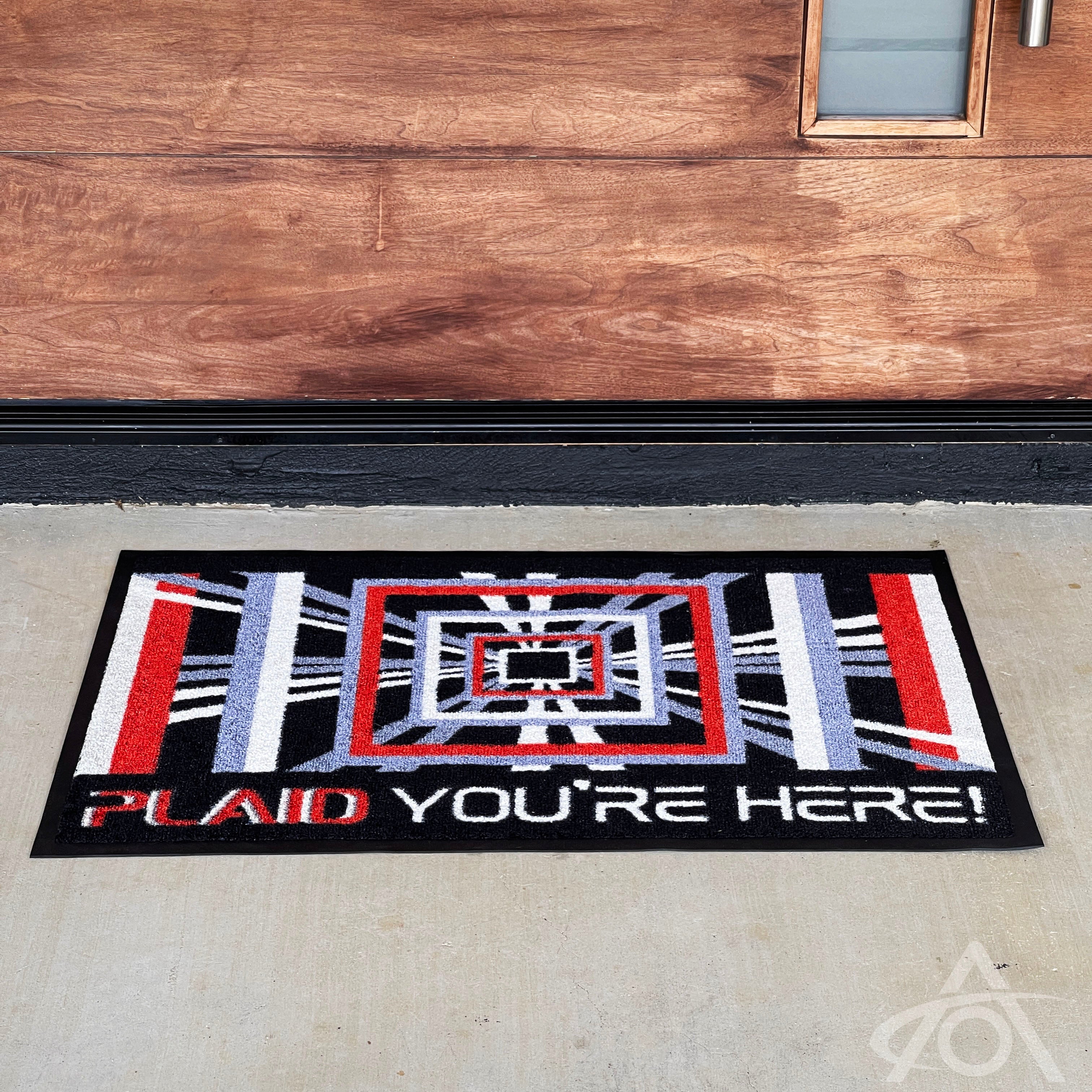 Plaid You're Here Doormat